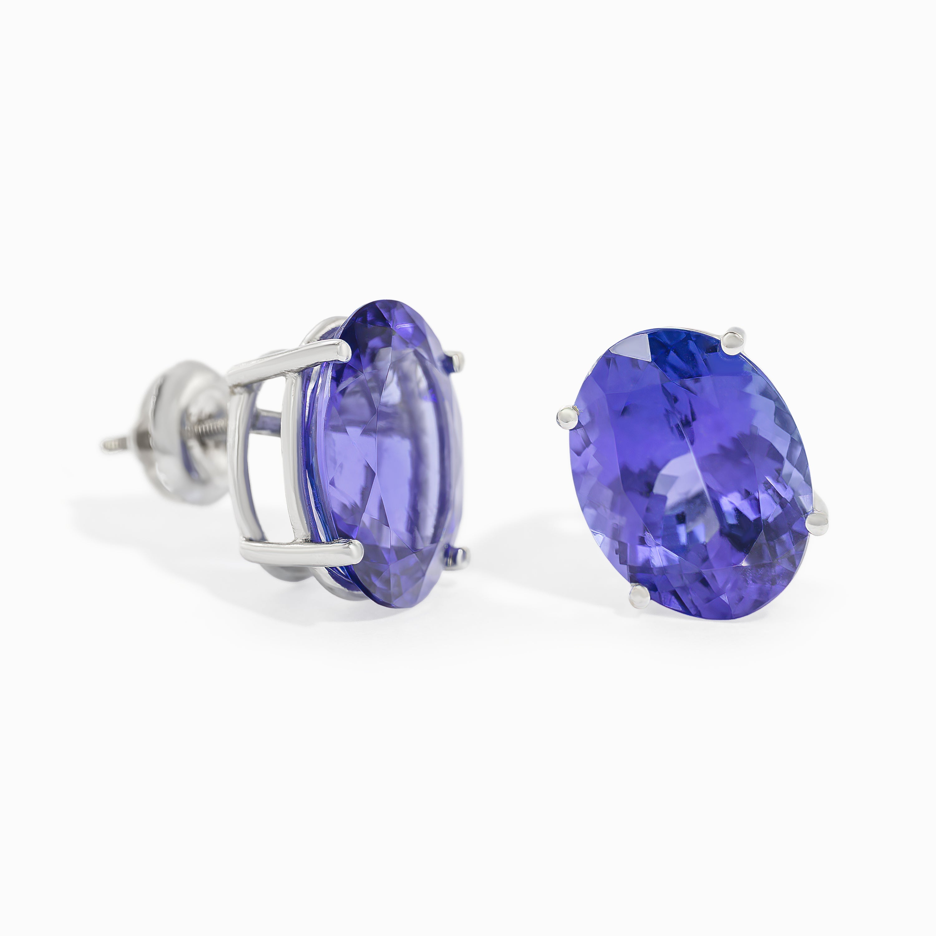 White Gold Stud Earrings with Tanzanite Stones
