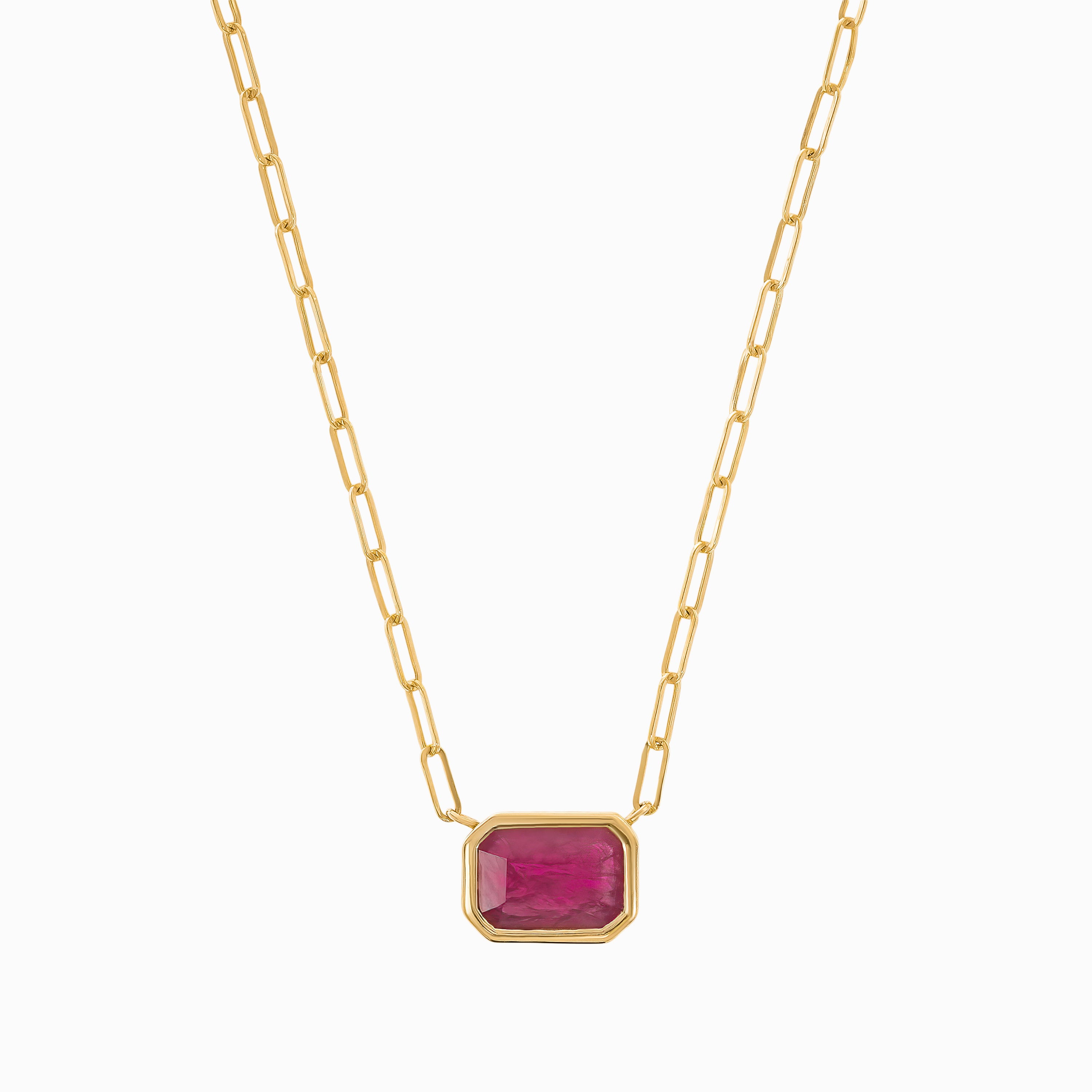 Yellow Gold Pendant Necklace with Ruby Stones