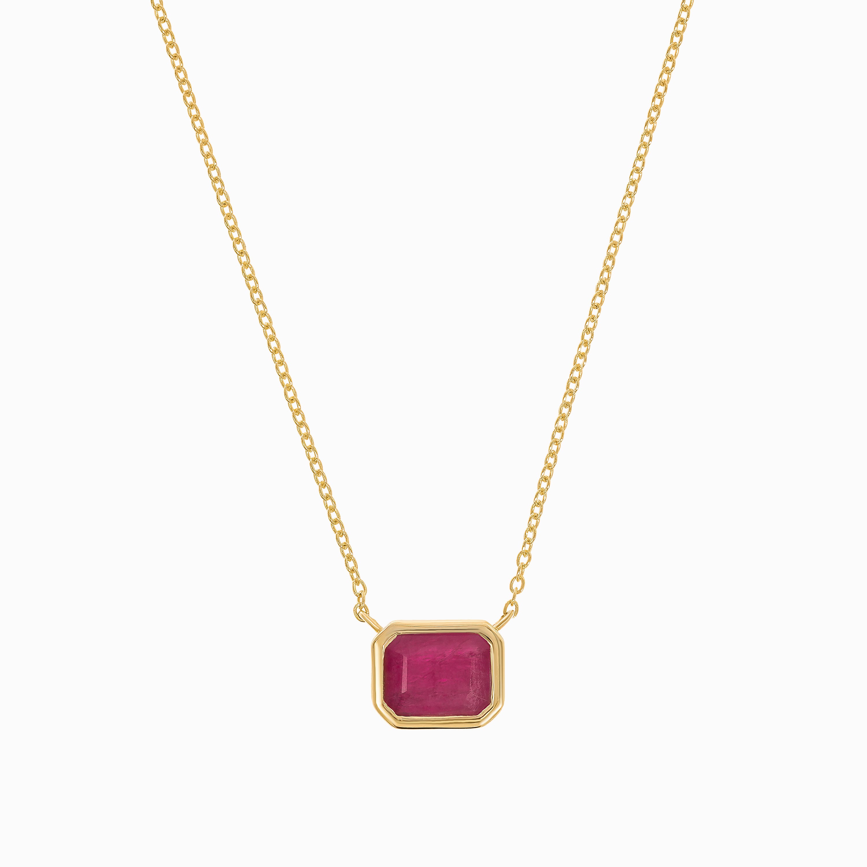 Yellow Gold Pendant Necklace with Ruby Stones