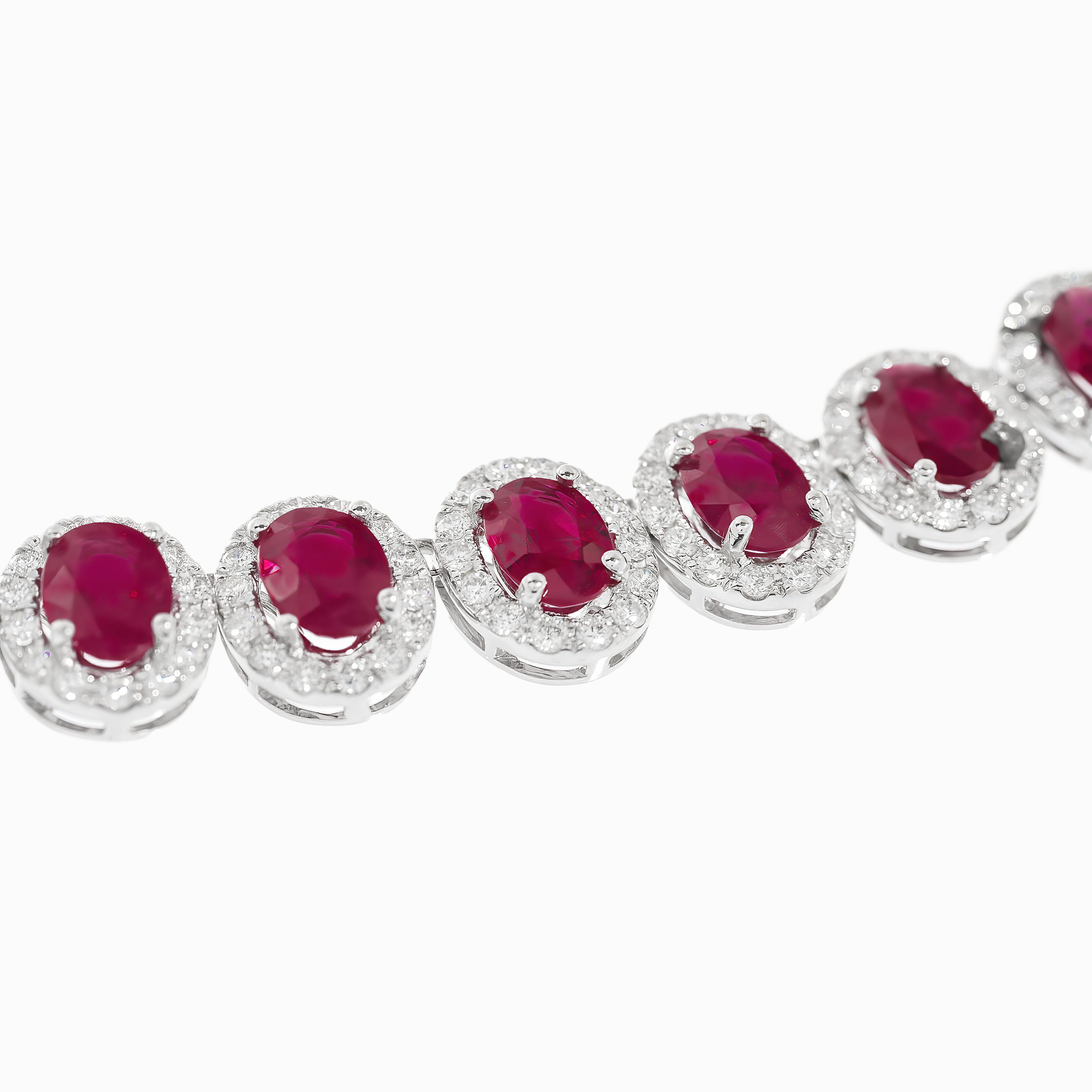 White Gold Gemstone Necklace with Diamond, Ruby Stones
