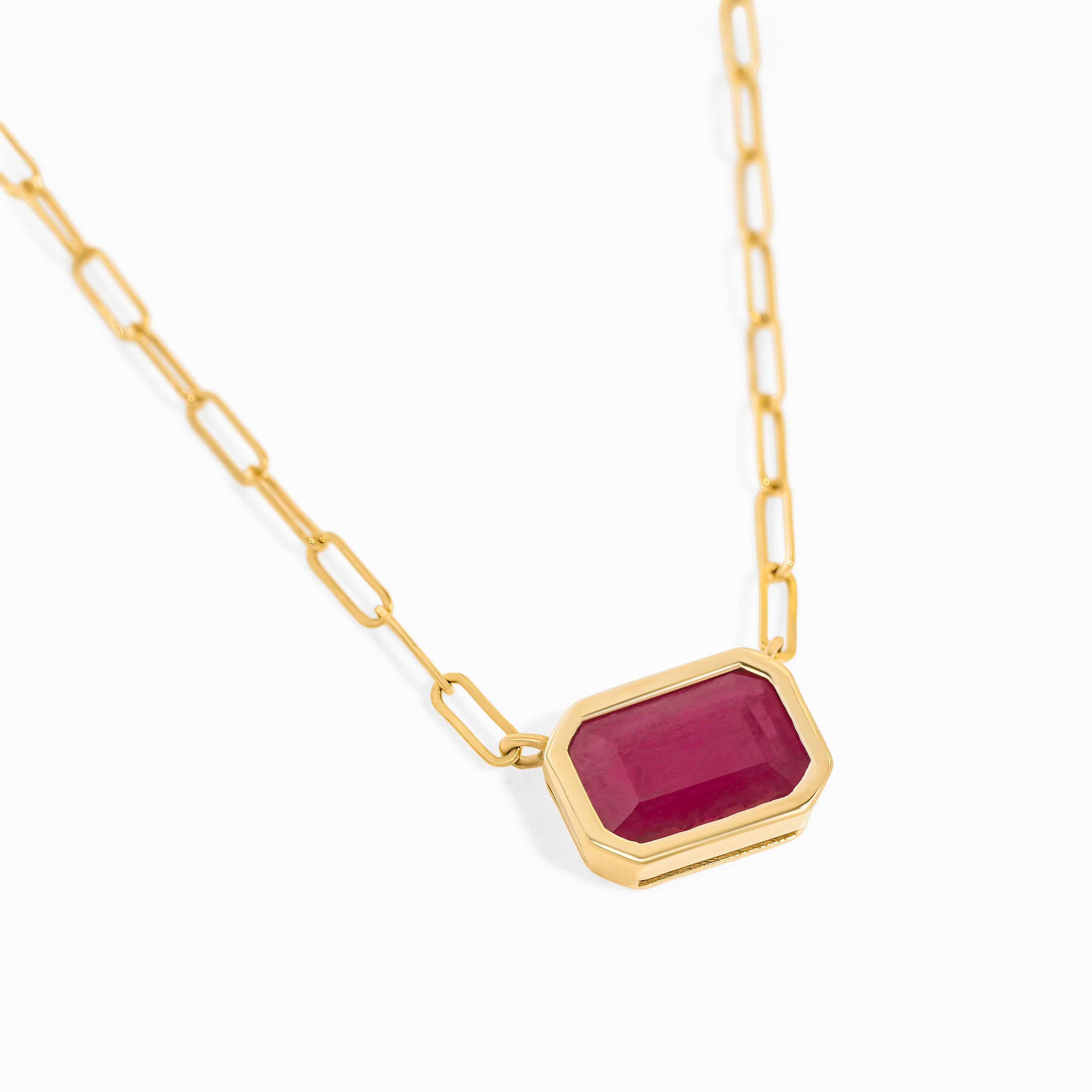 Yellow Gold Pendant Necklace with Ruby Stones