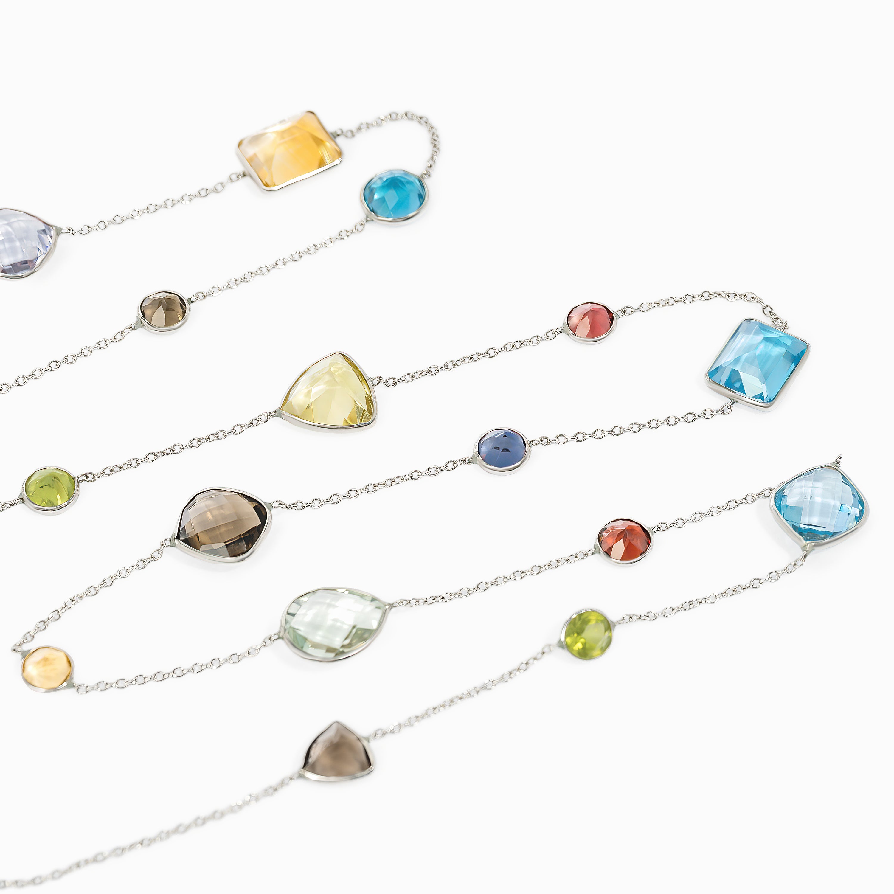 White Gold Chain Necklace with Sapphire Stones