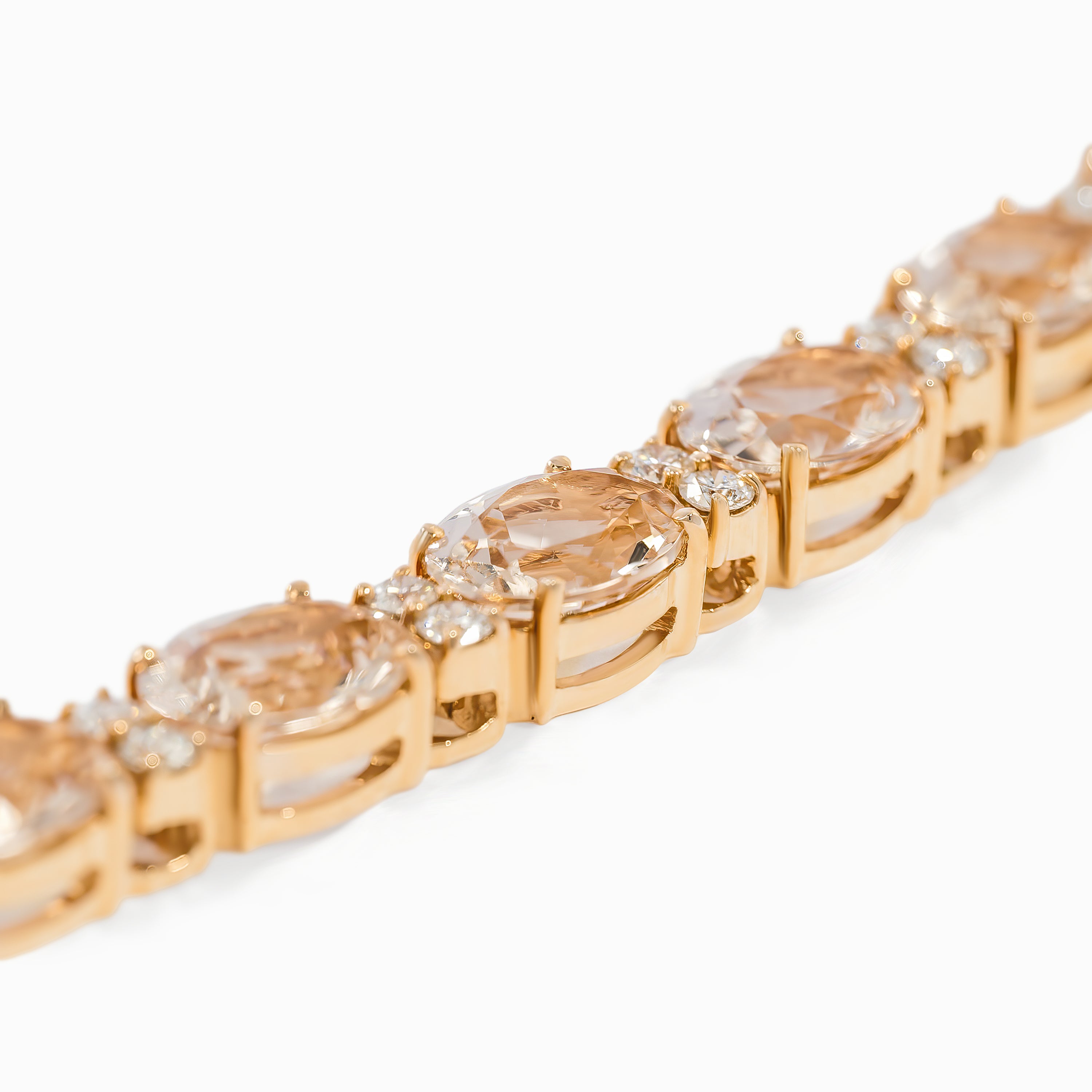 Rose Gold Gemstone Bracelet with Morganite Stones