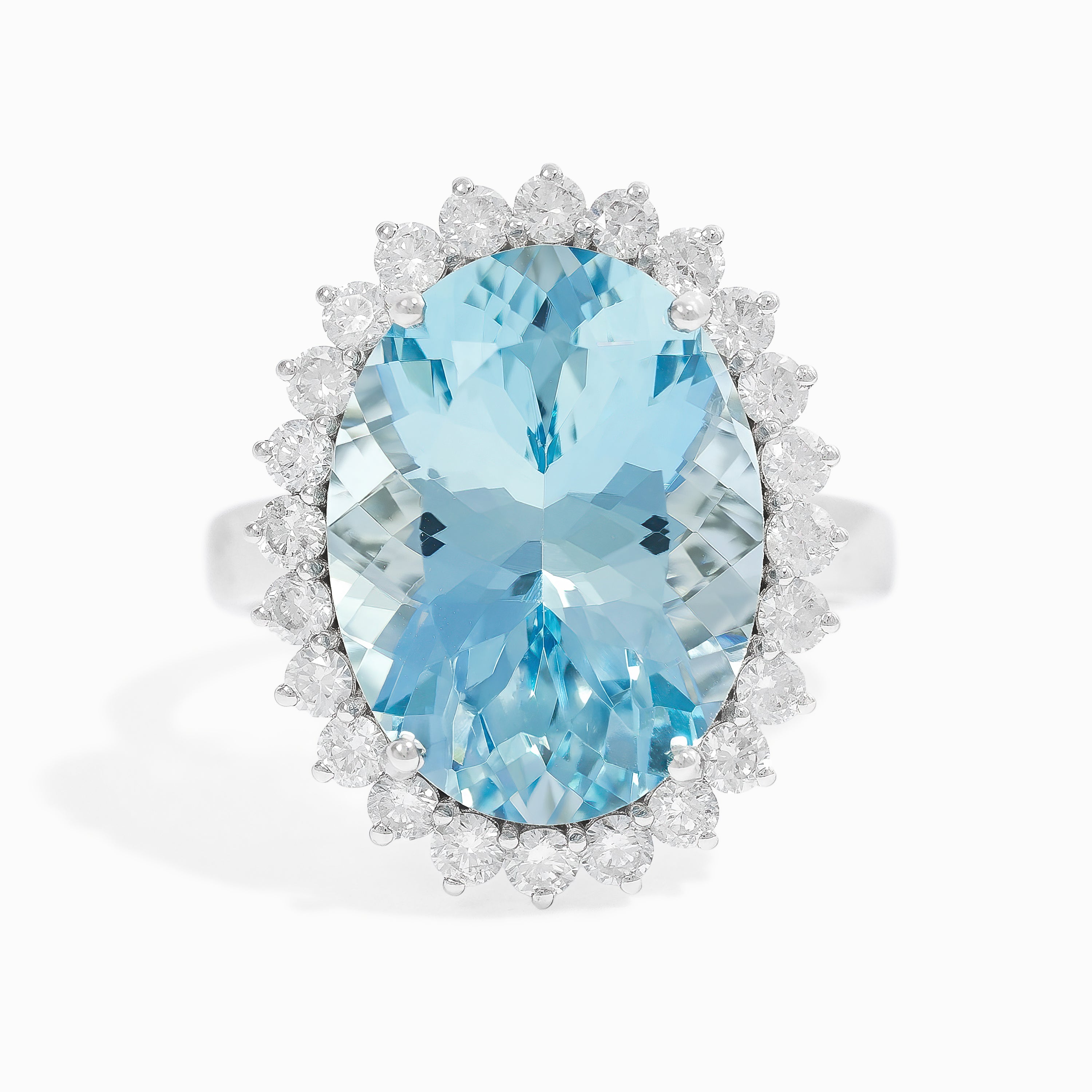 White Gold Ring with Aquamarine Stones