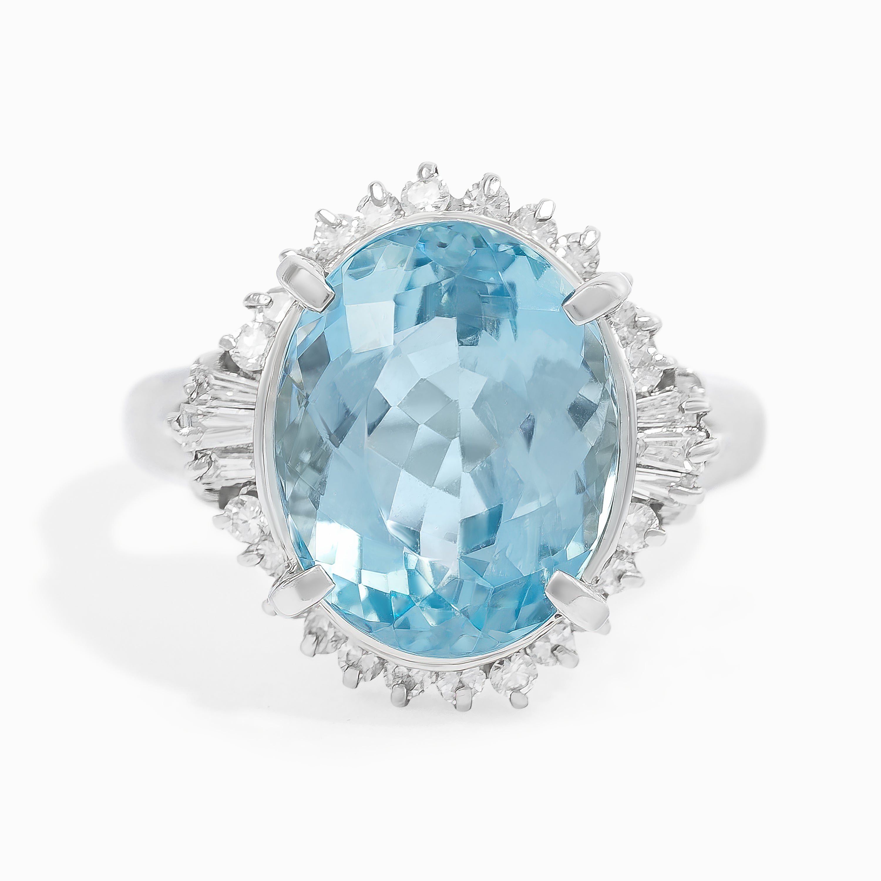 White Gold Ring with Aquamarine Stones