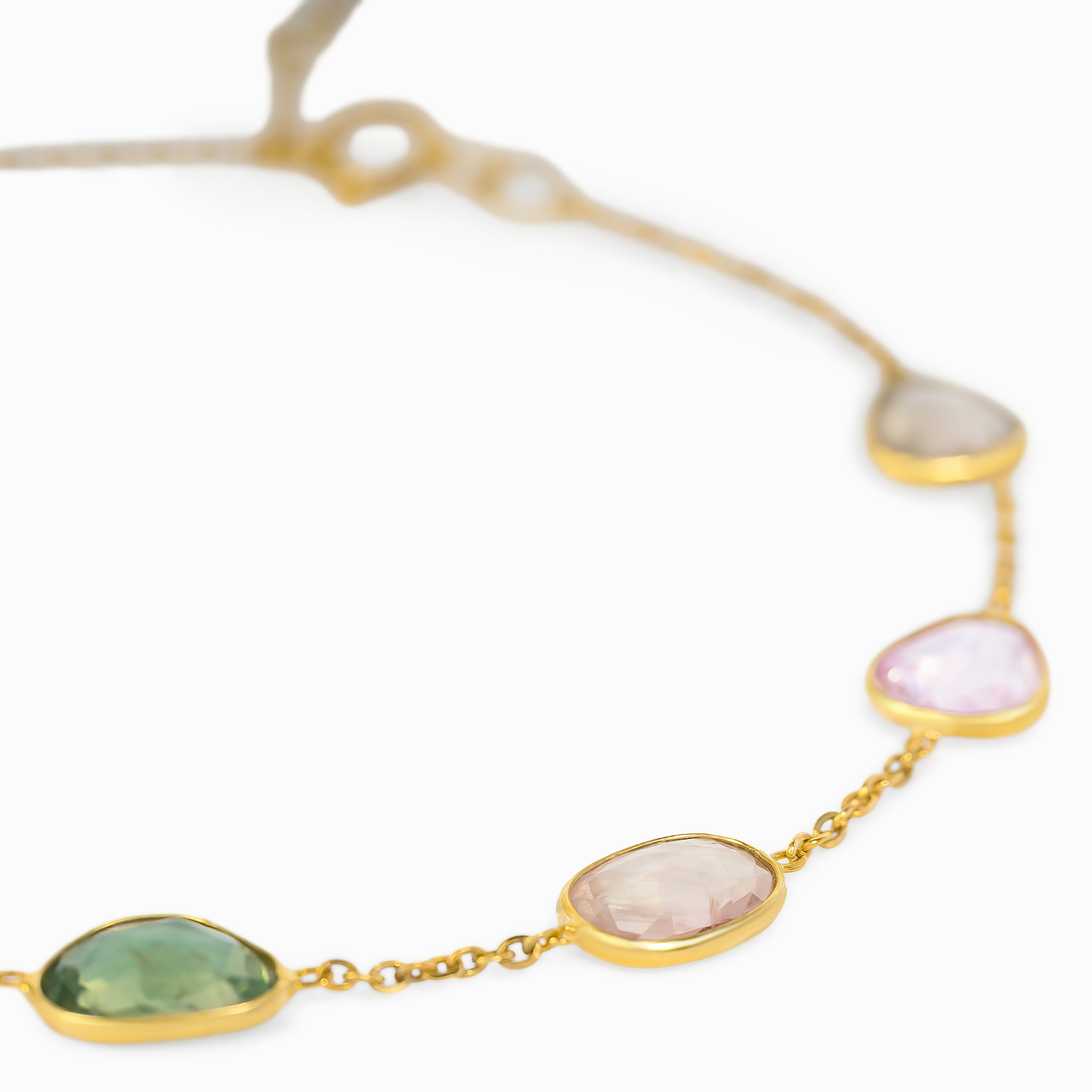 Yellow Gold Chain Gemstone Bracelet with Sapphire Stones