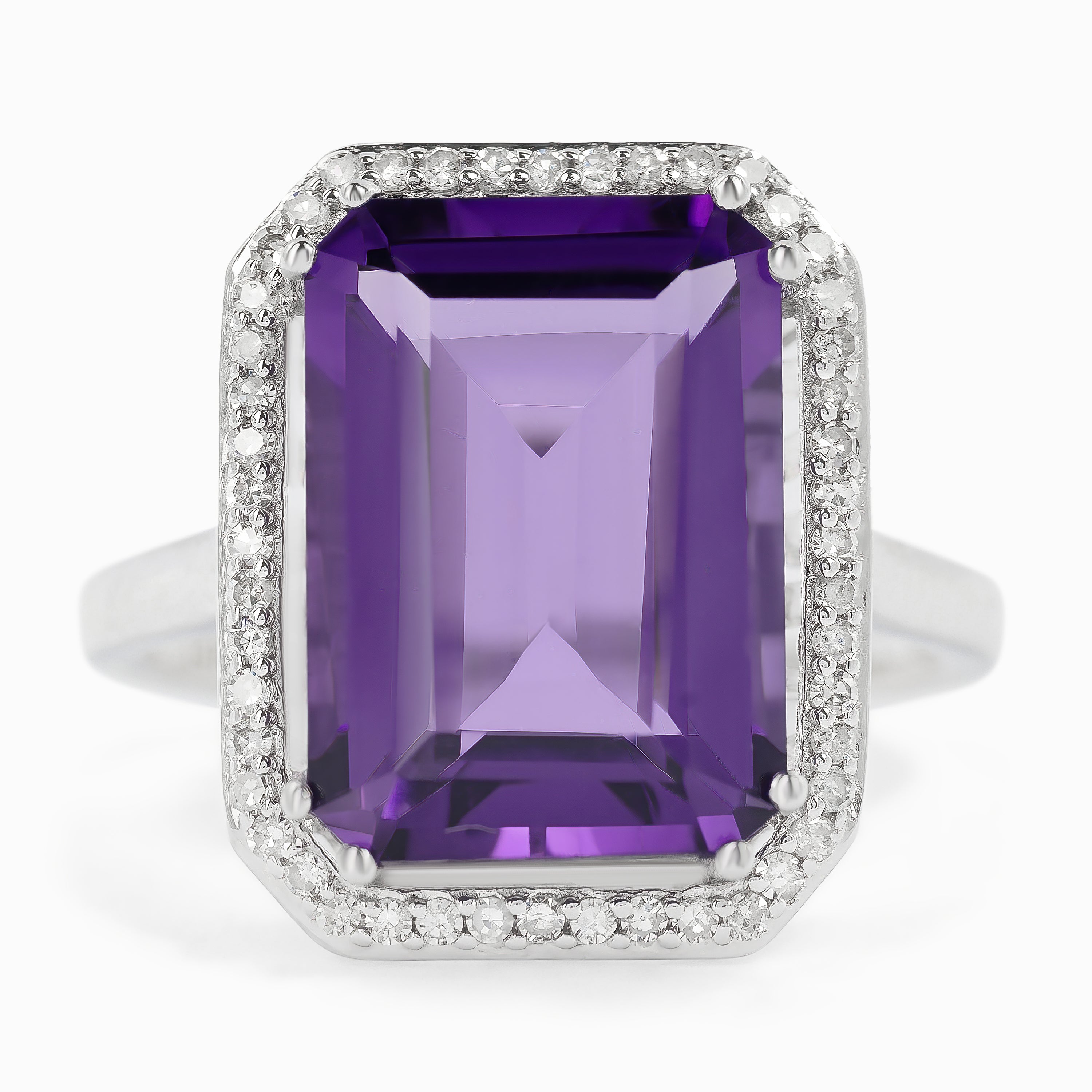 White Gold Ring with Amethyst Stones