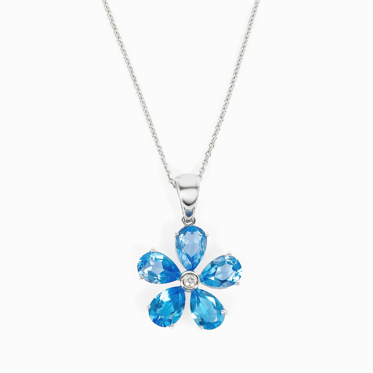 Blue Topaz Flower Pendant
