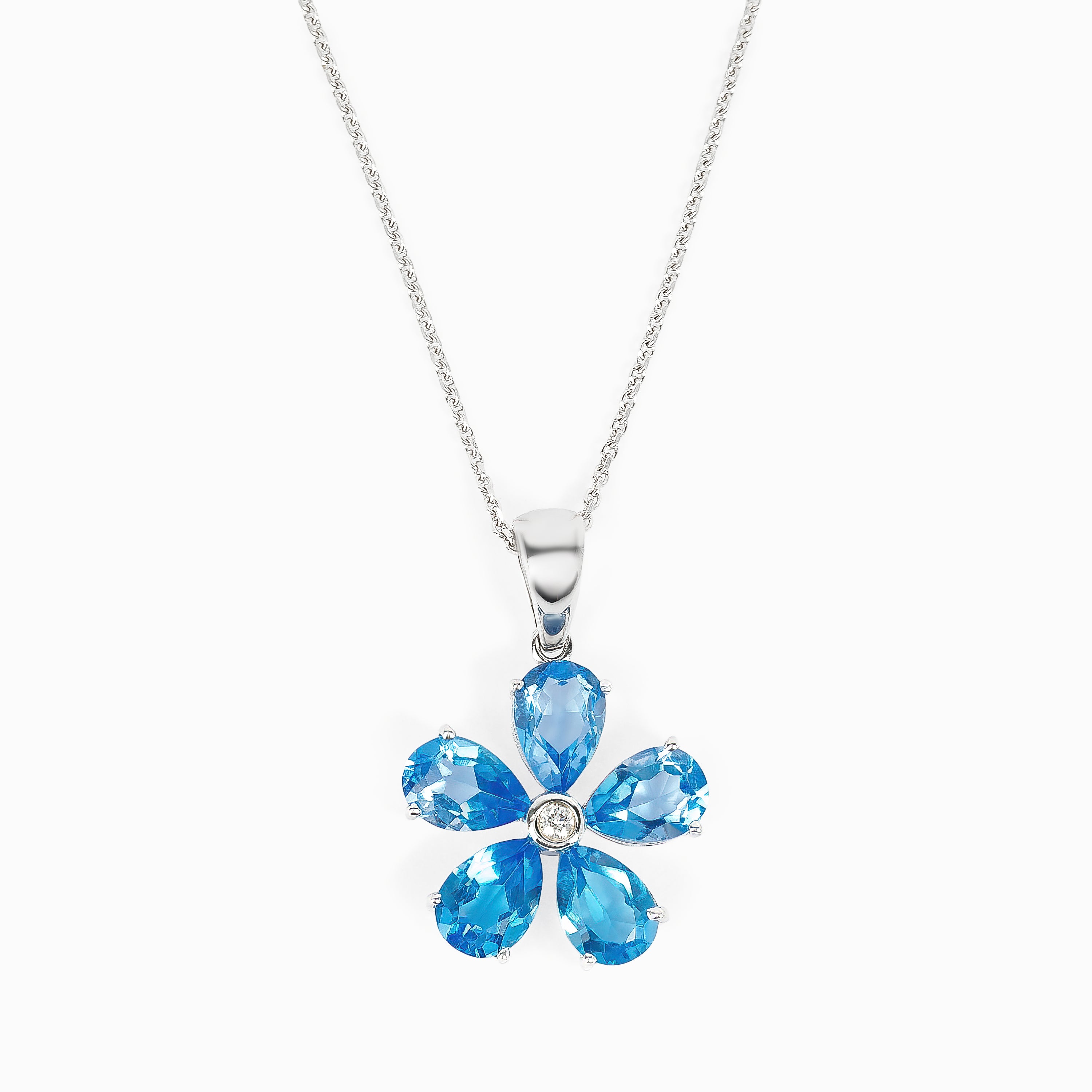 BLUE TOPAZ FLORAL PENDANT