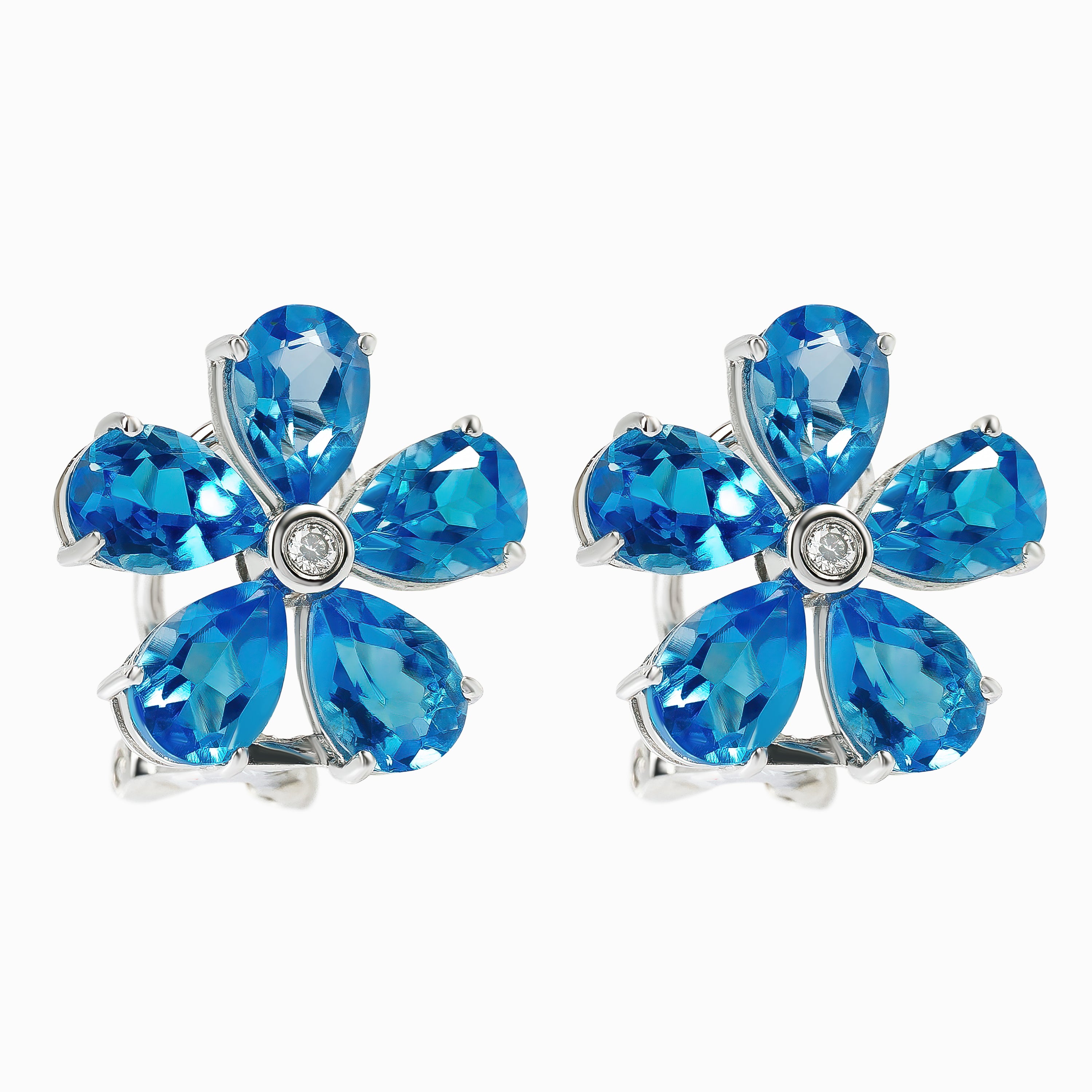 White Gold Stud Earrings with Topaz Stones