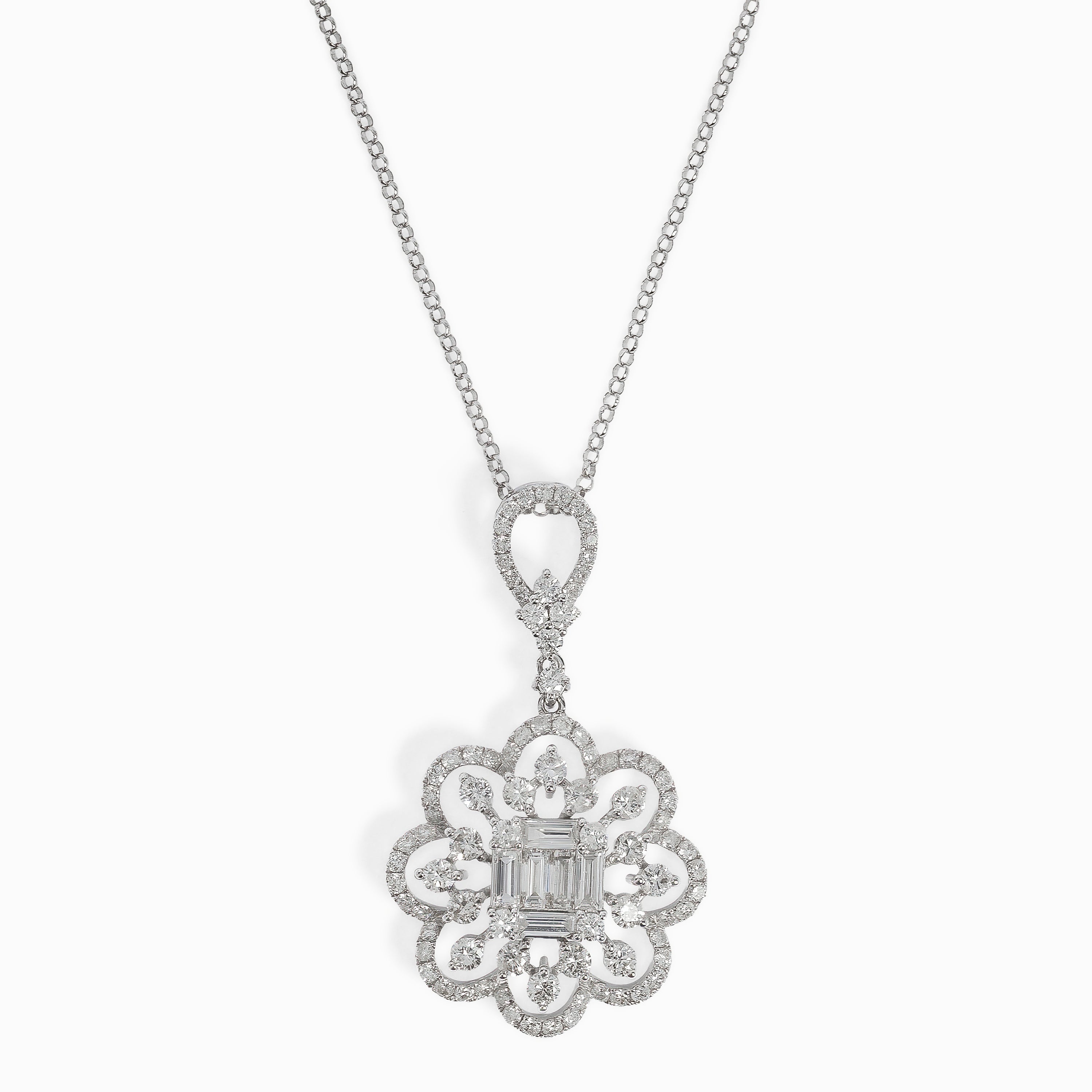 White Gold Pendant Necklace with Diamond Only Stones