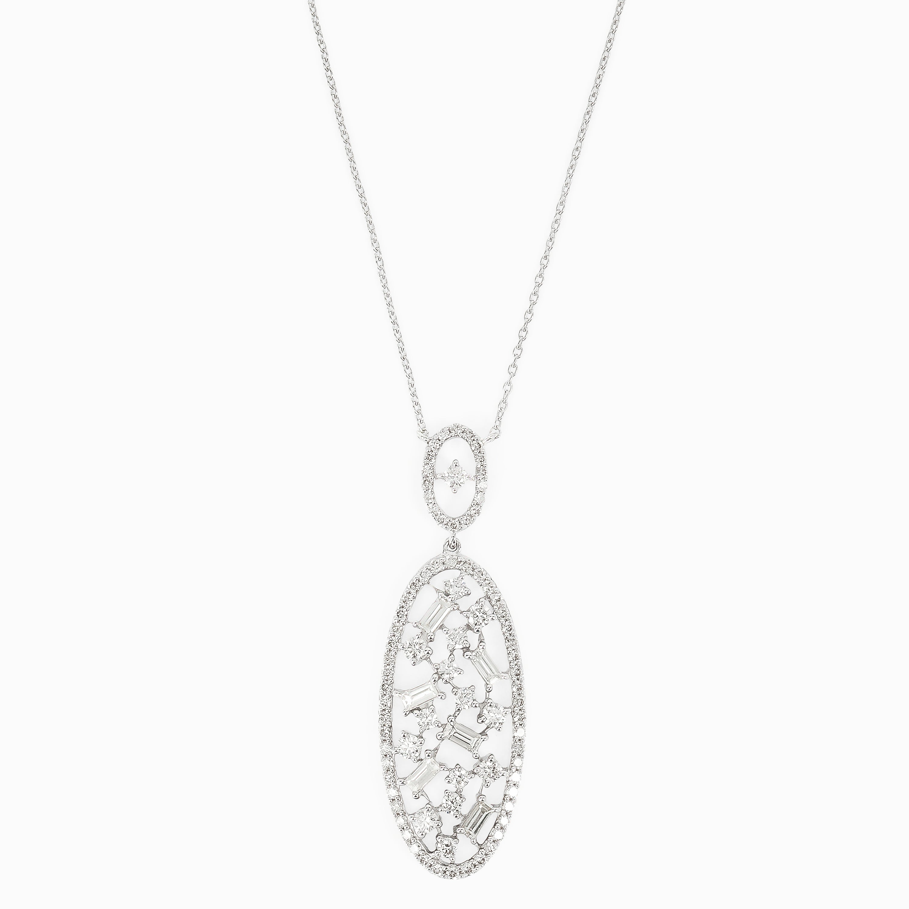 White Gold Pendant Necklace with Diamond Only Stones
