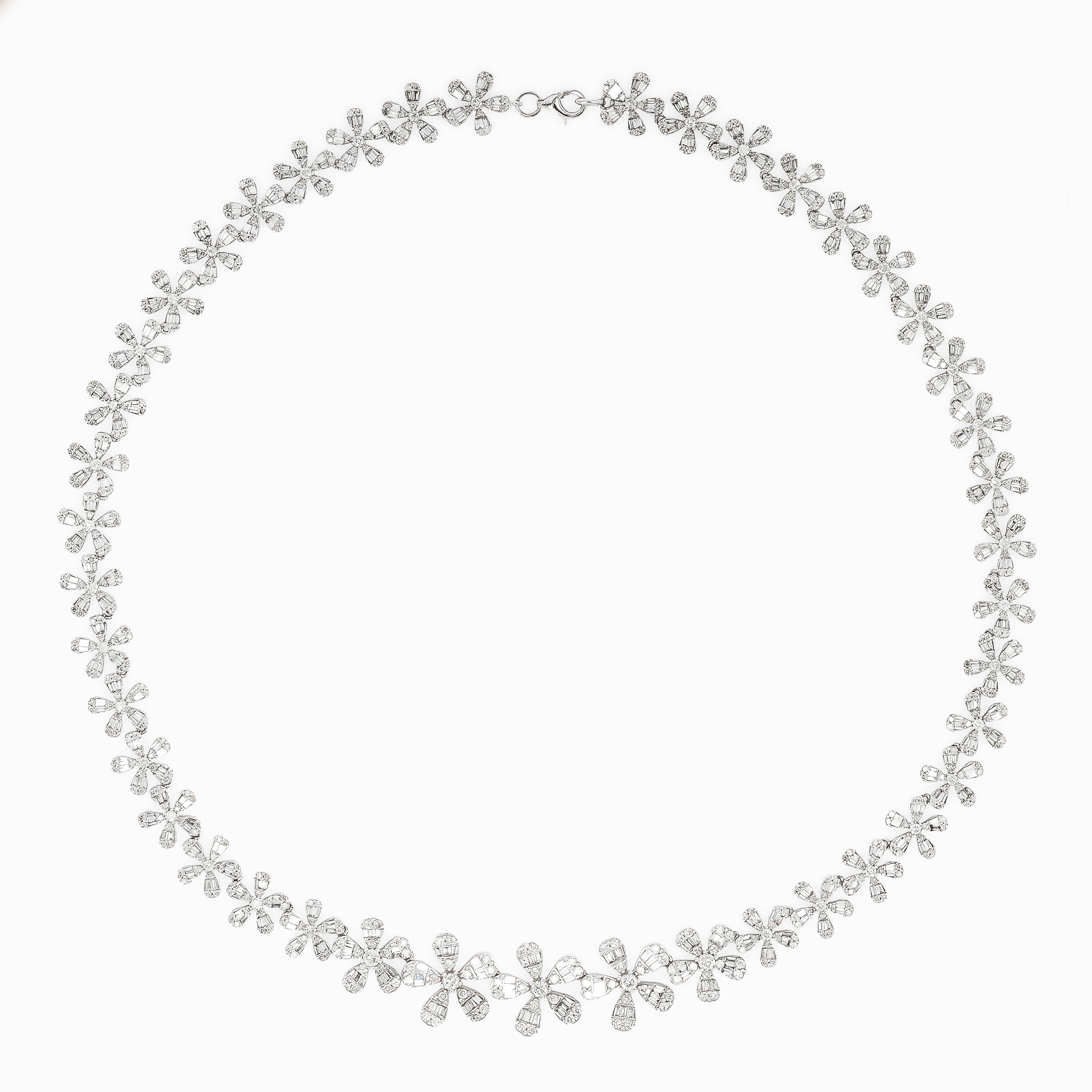White Gold Gemstone Necklace with Diamond Only Stones