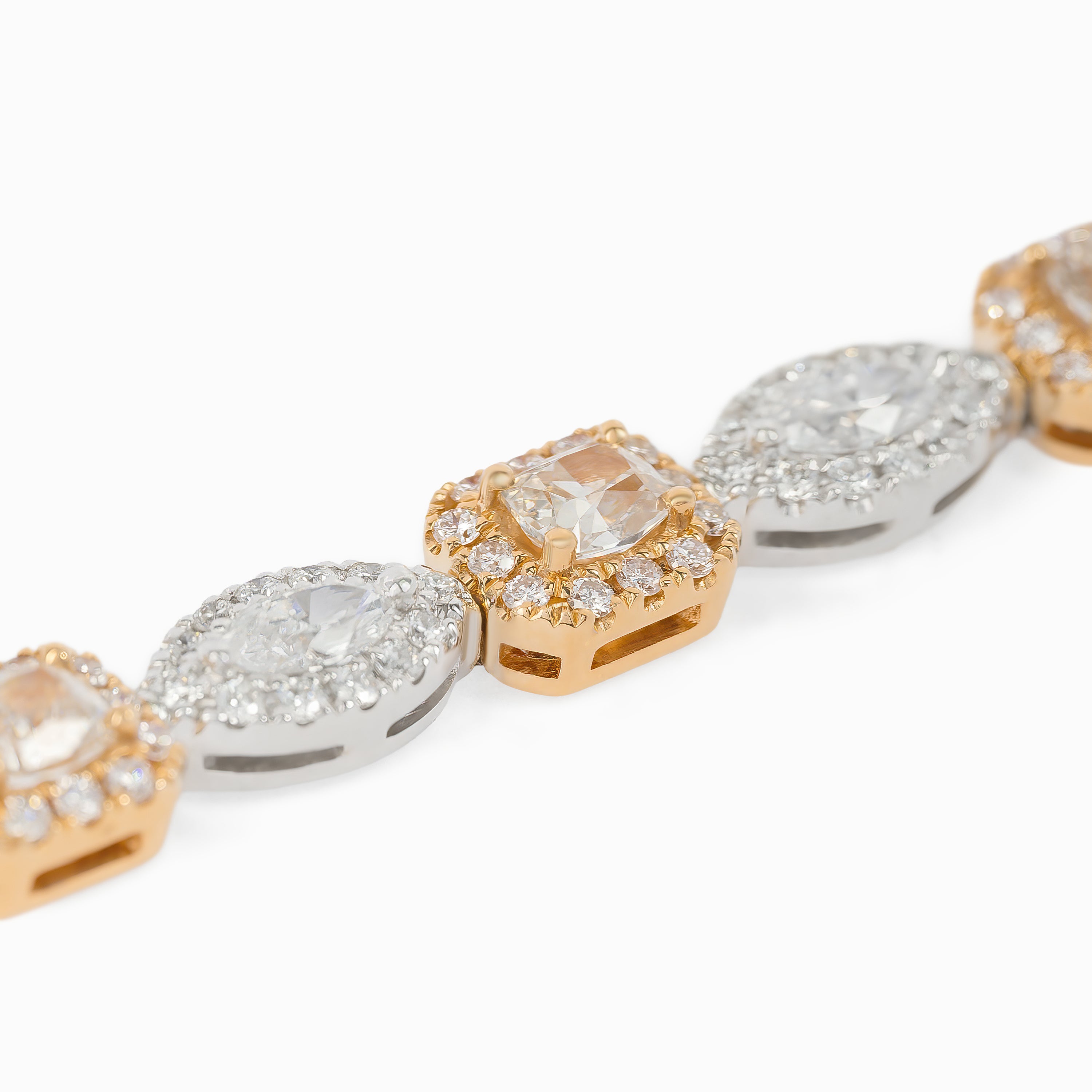 White Gold Rose Gold Gemstone Bracelet with Diamond Only Stones