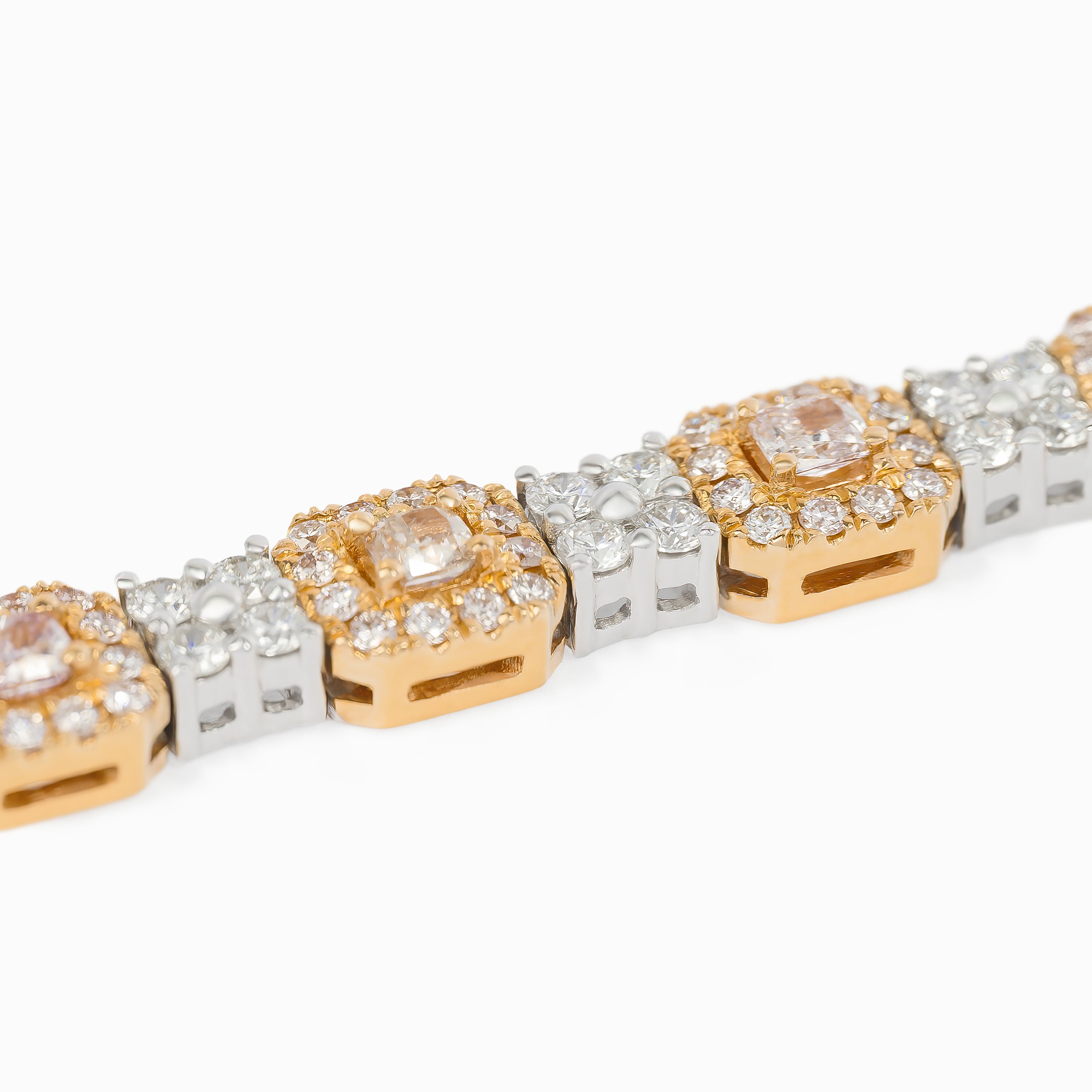 White Gold Rose Gold Gemstone Bracelet with Diamond Only Stones