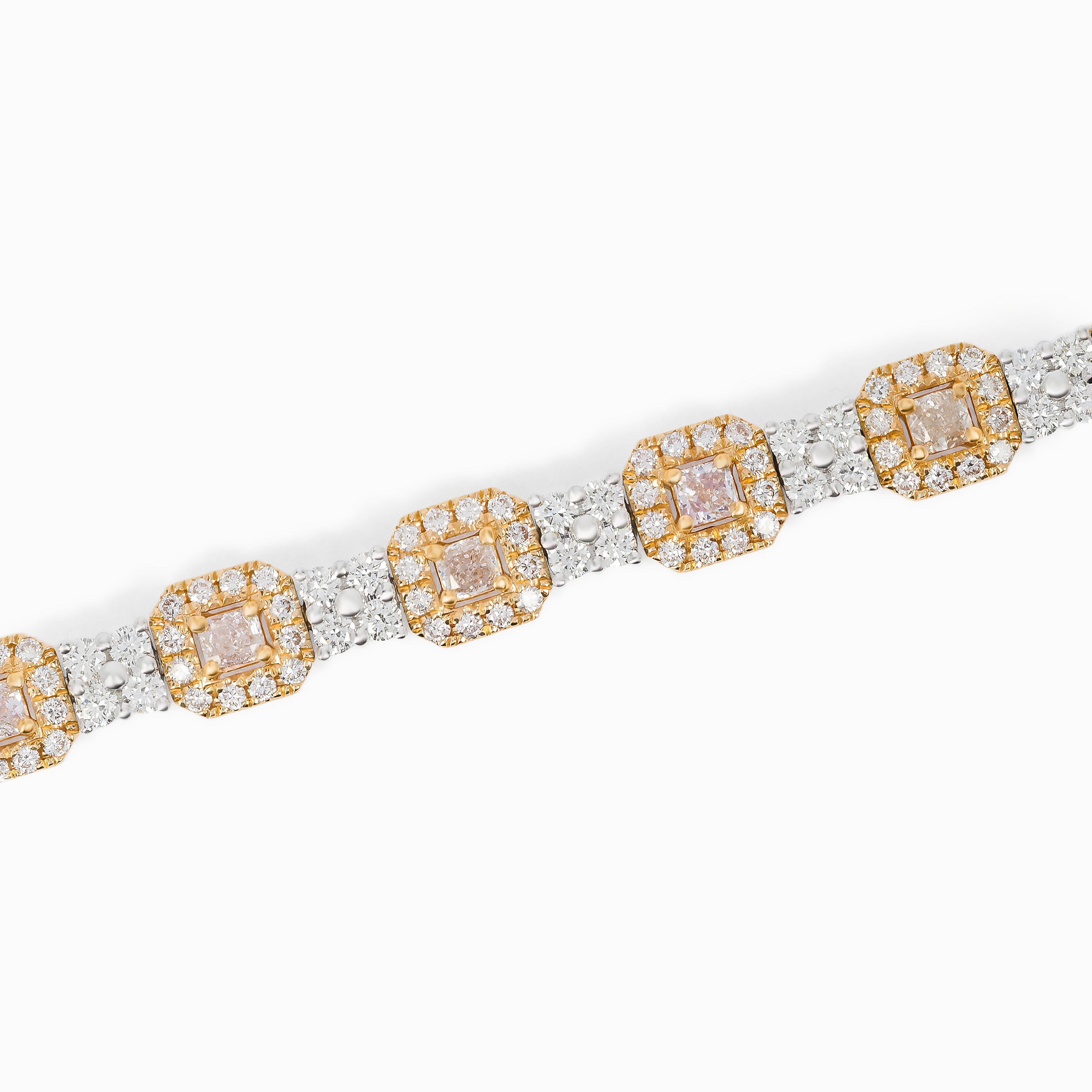 White Gold Rose Gold Gemstone Bracelet with Diamond Only Stones