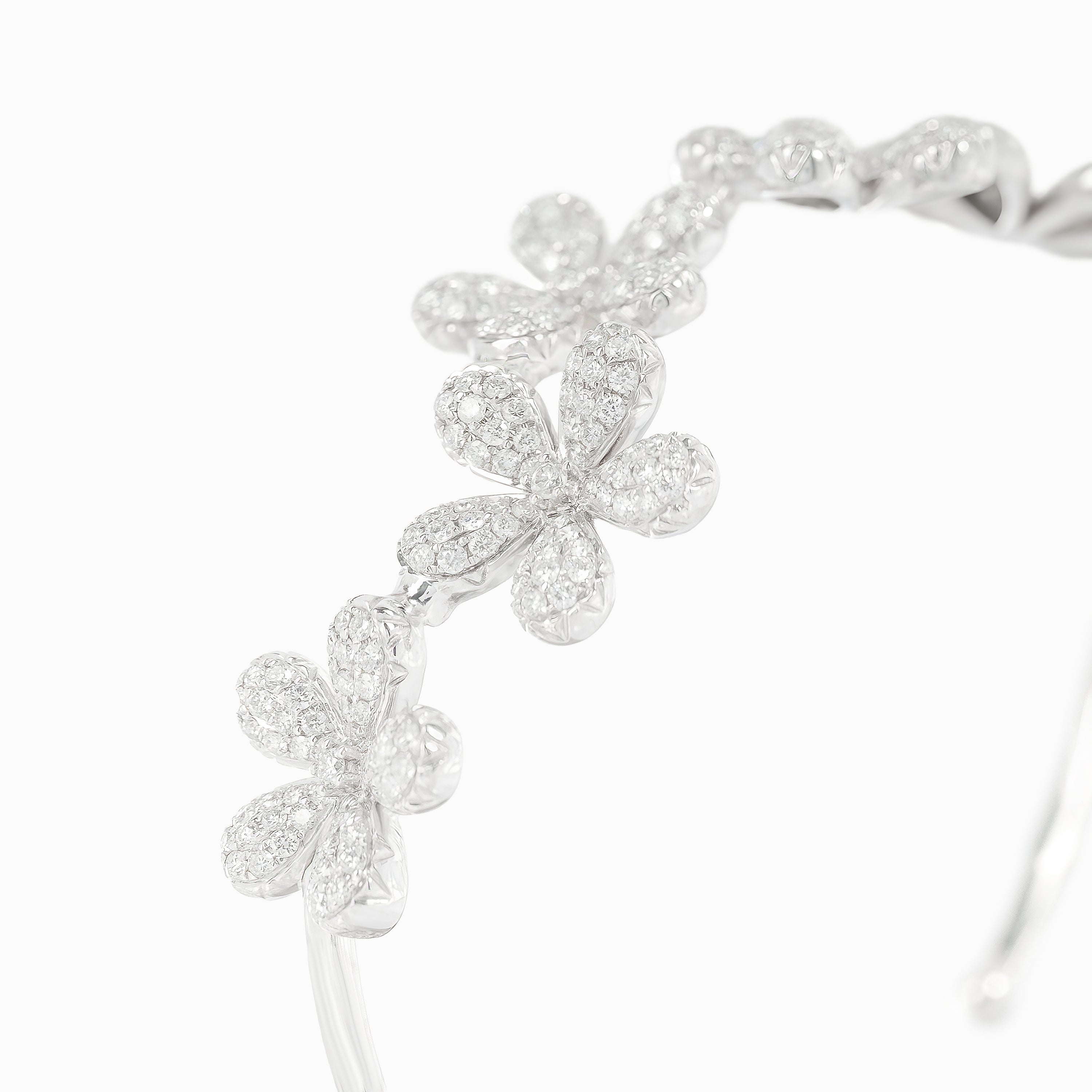 White Gold Bangle Bracelet with Diamond Only Stones