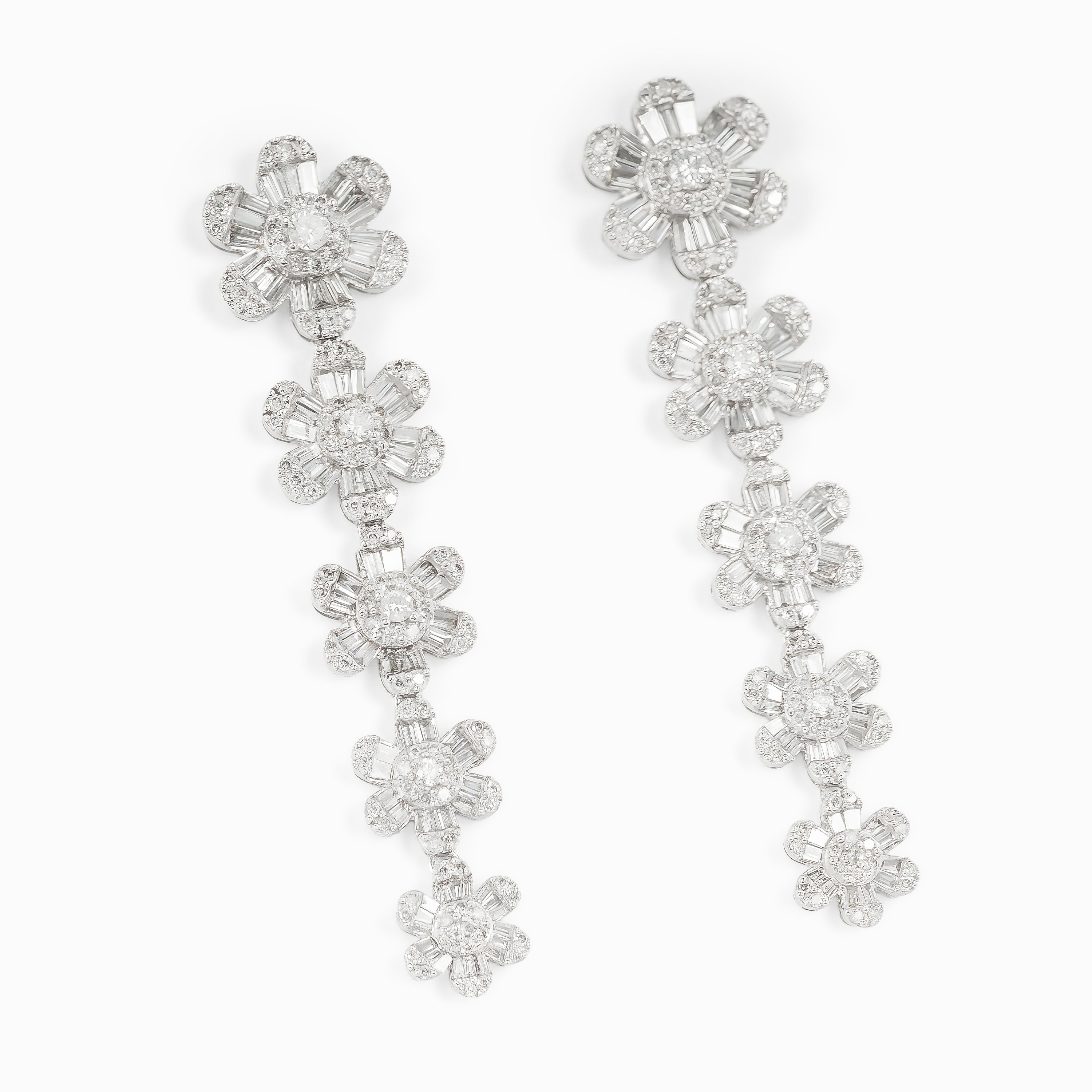 White Gold Drop Earrings with Diamond Only Stones