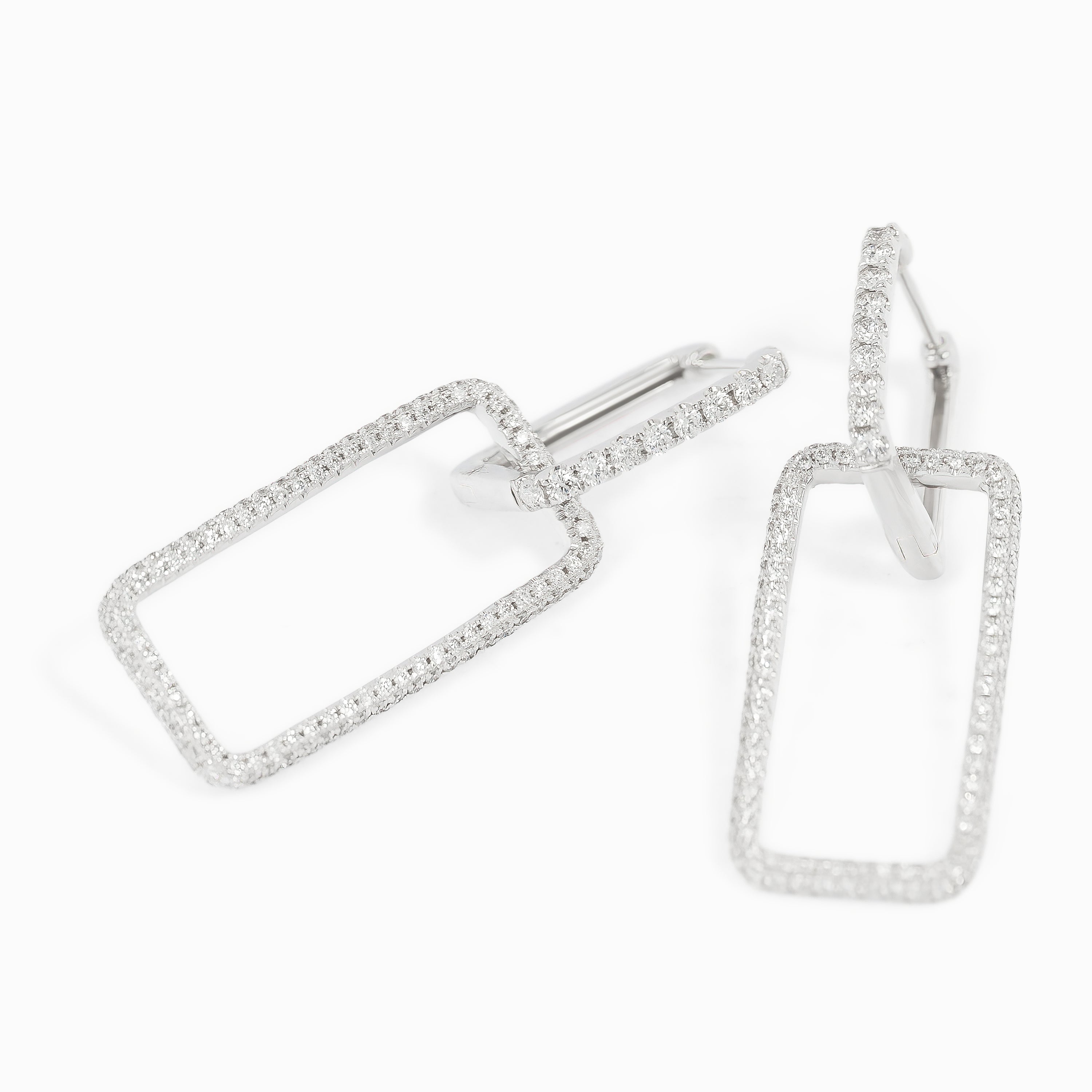 White Gold Drop Earrings with Diamond Only Stones