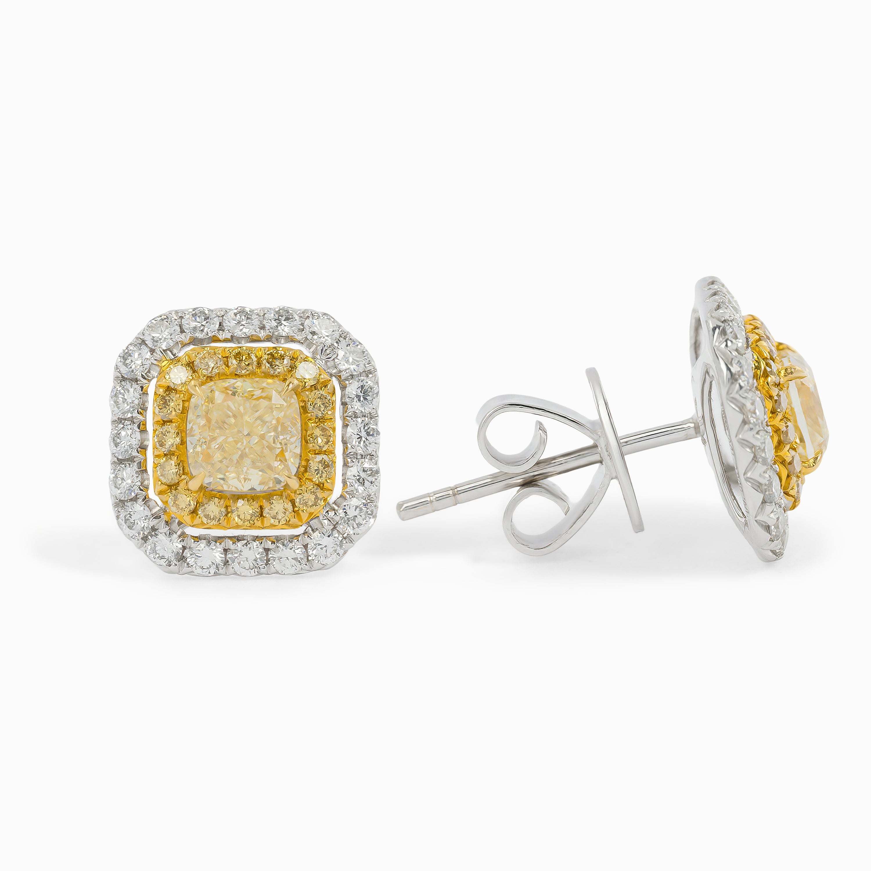 White Gold Stud Earrings with Diamond Only Stones