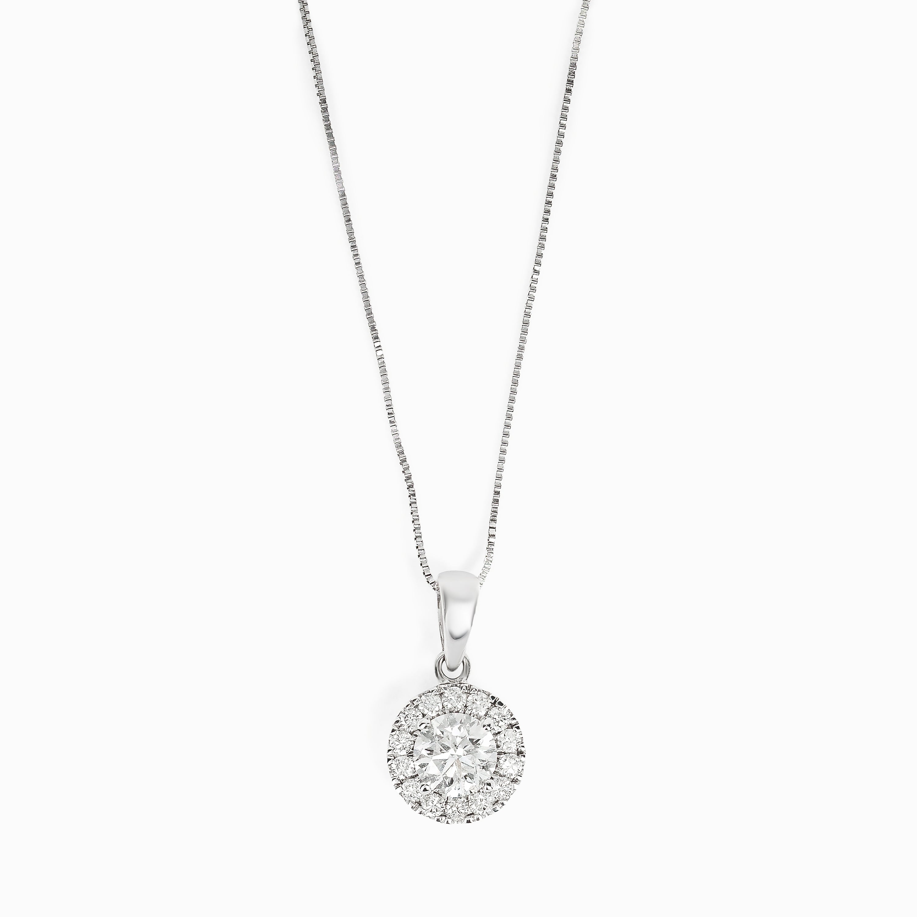 White Gold Pendant Necklace with Diamond Only Stones