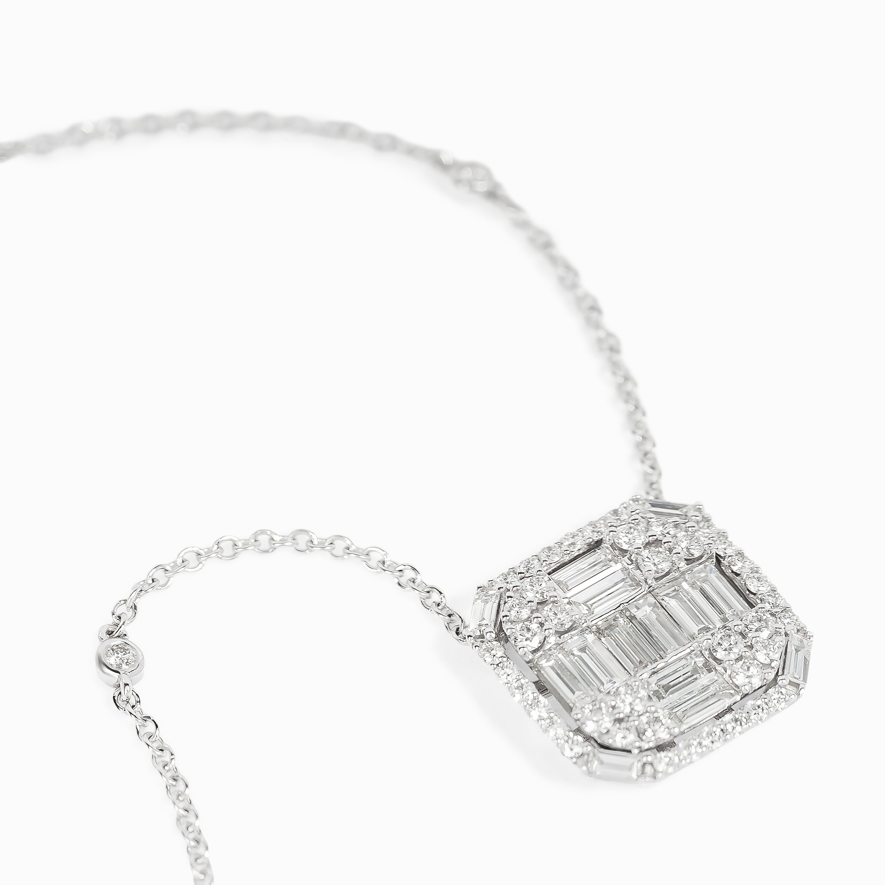 White Gold Pendant Necklace with Diamond Only Stones