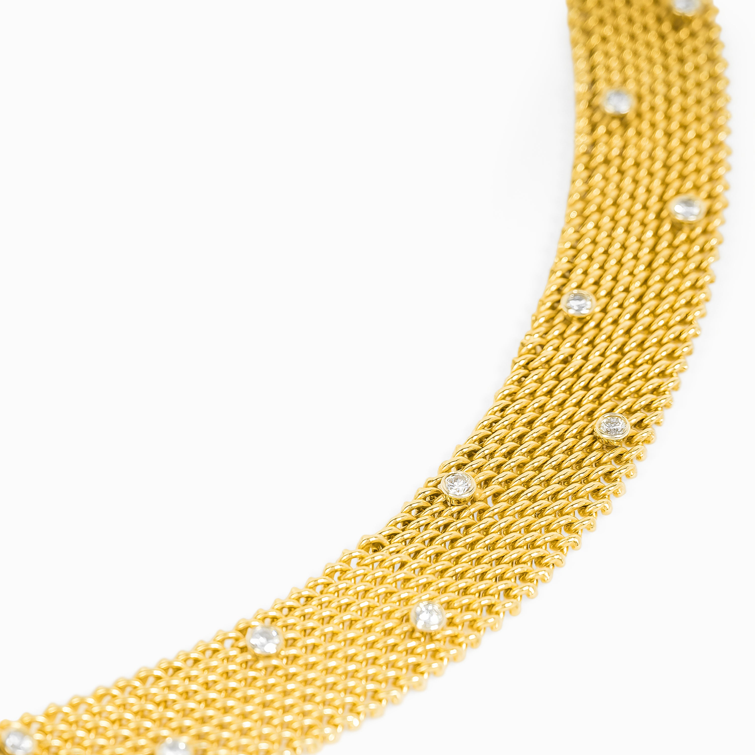 Yellow Gold Chain Necklace with Diamond Only Stones