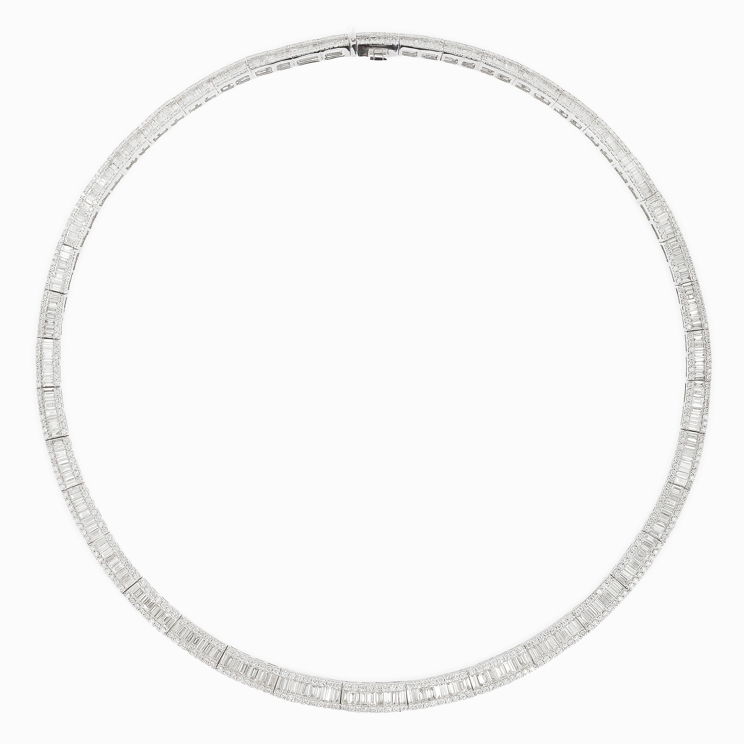 White Gold Gemstone Necklace with Diamond Only Stones