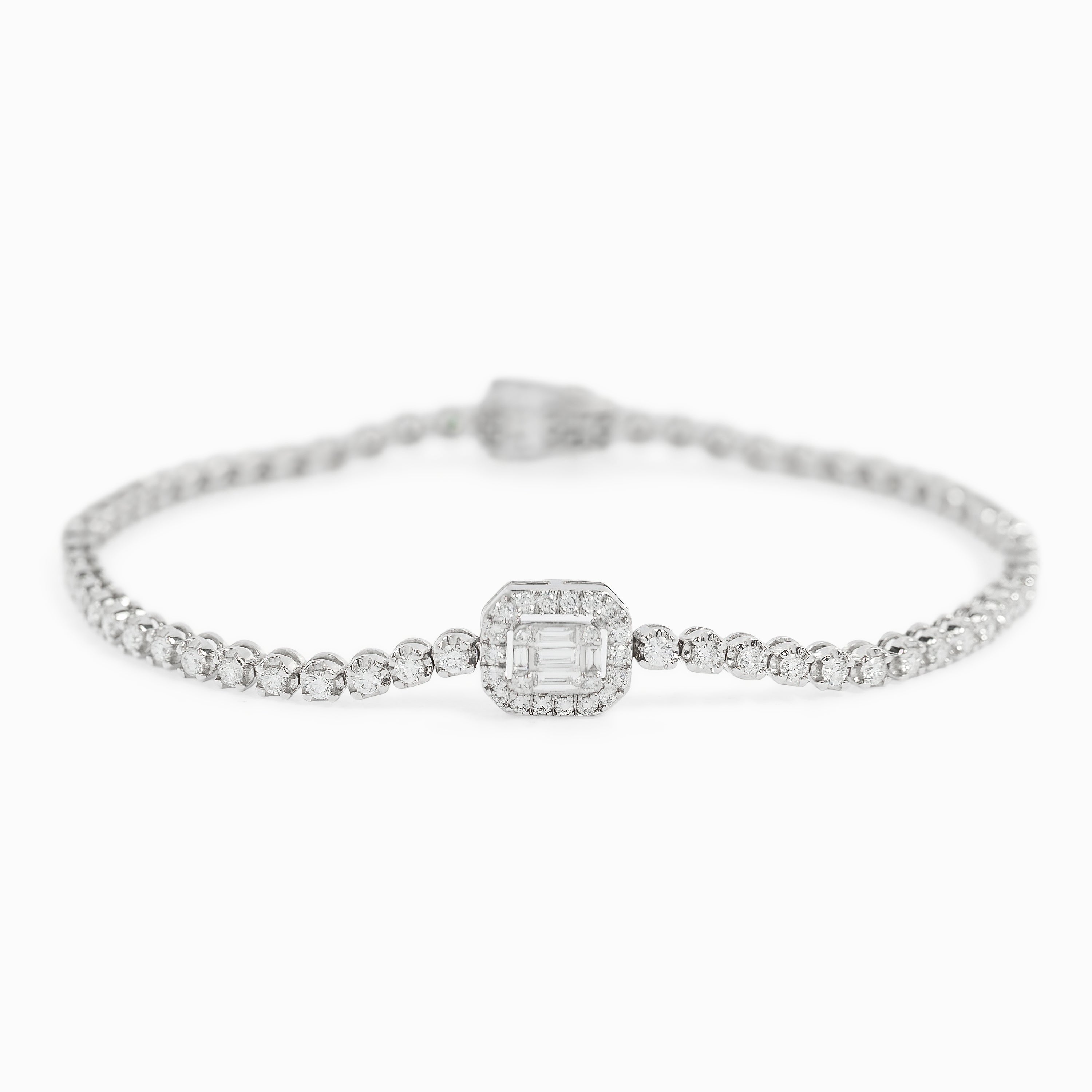 White Gold Tennis Gemstone Bracelet with Diamond Only Stones