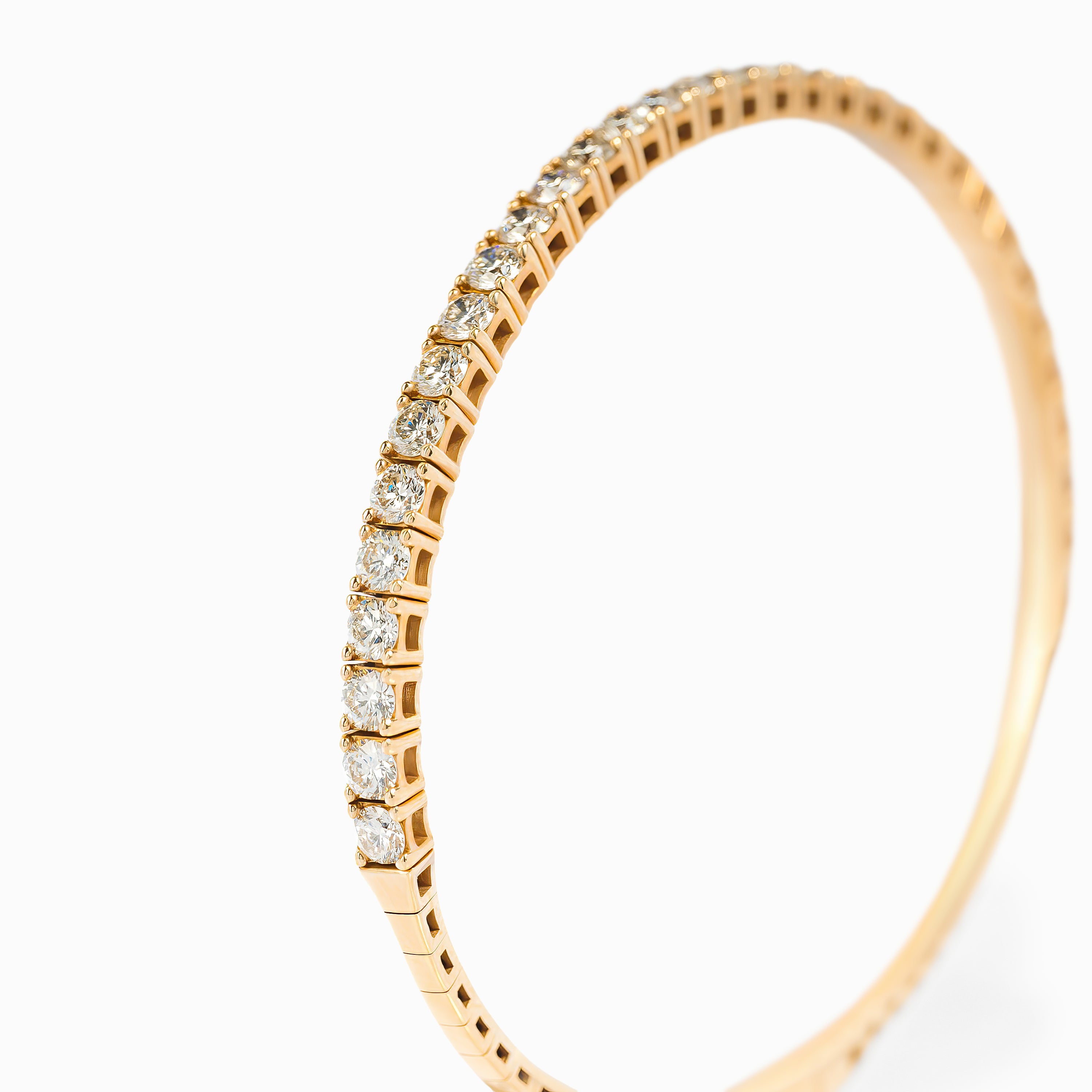 Rose Gold Bangle Bracelet with Diamond Only Stones