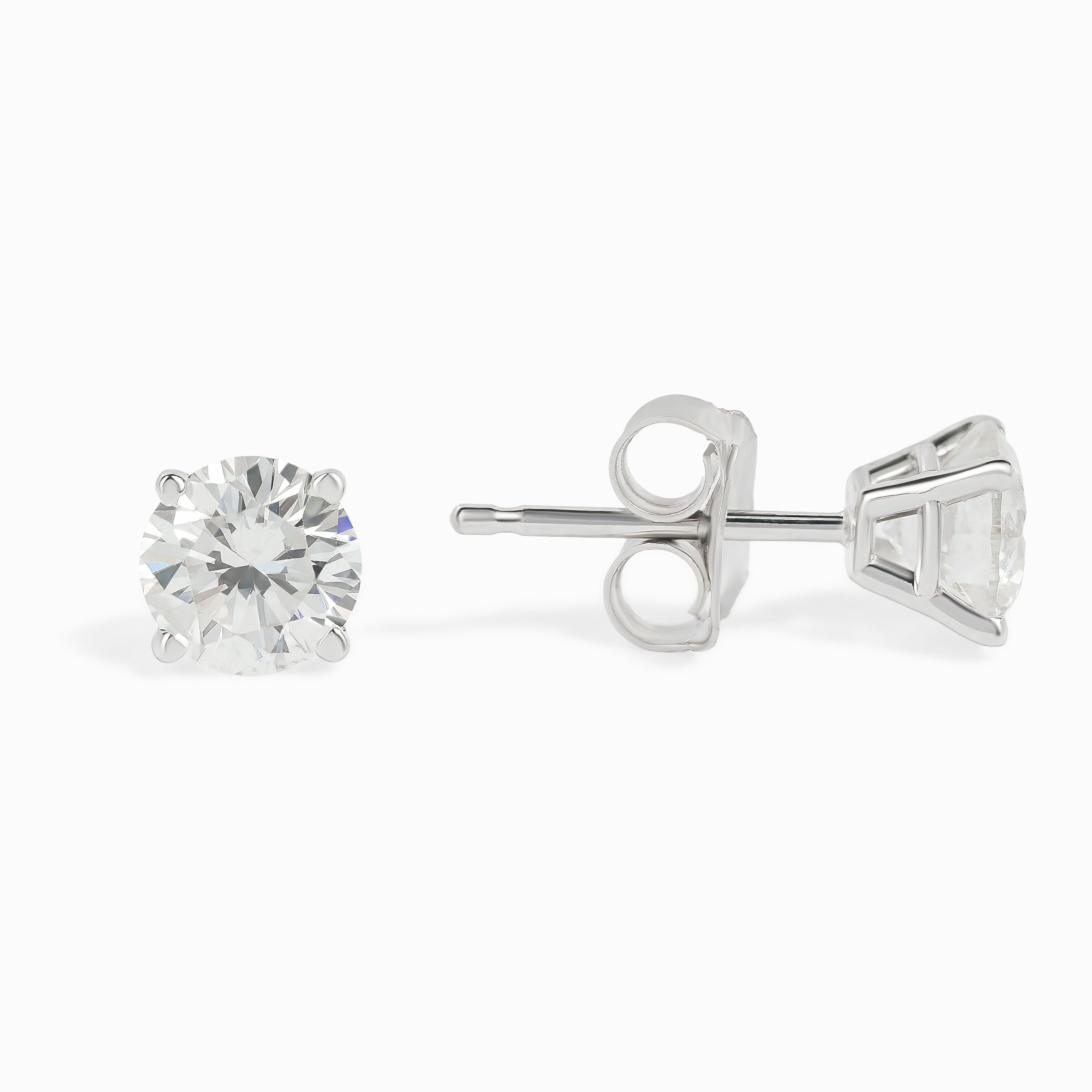 White Gold Stud Earrings with Diamond Only Stones