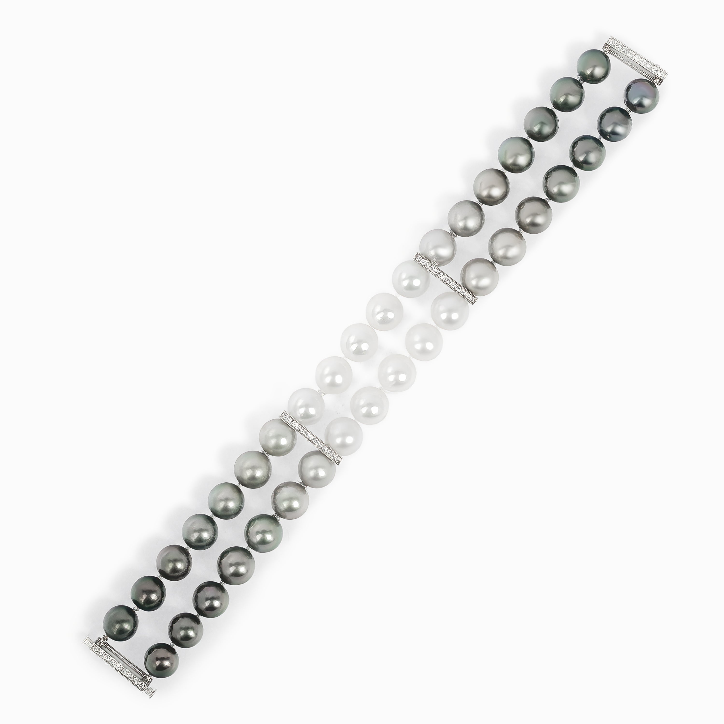 White Gold Bracelet with Diamond, Pearl Stones