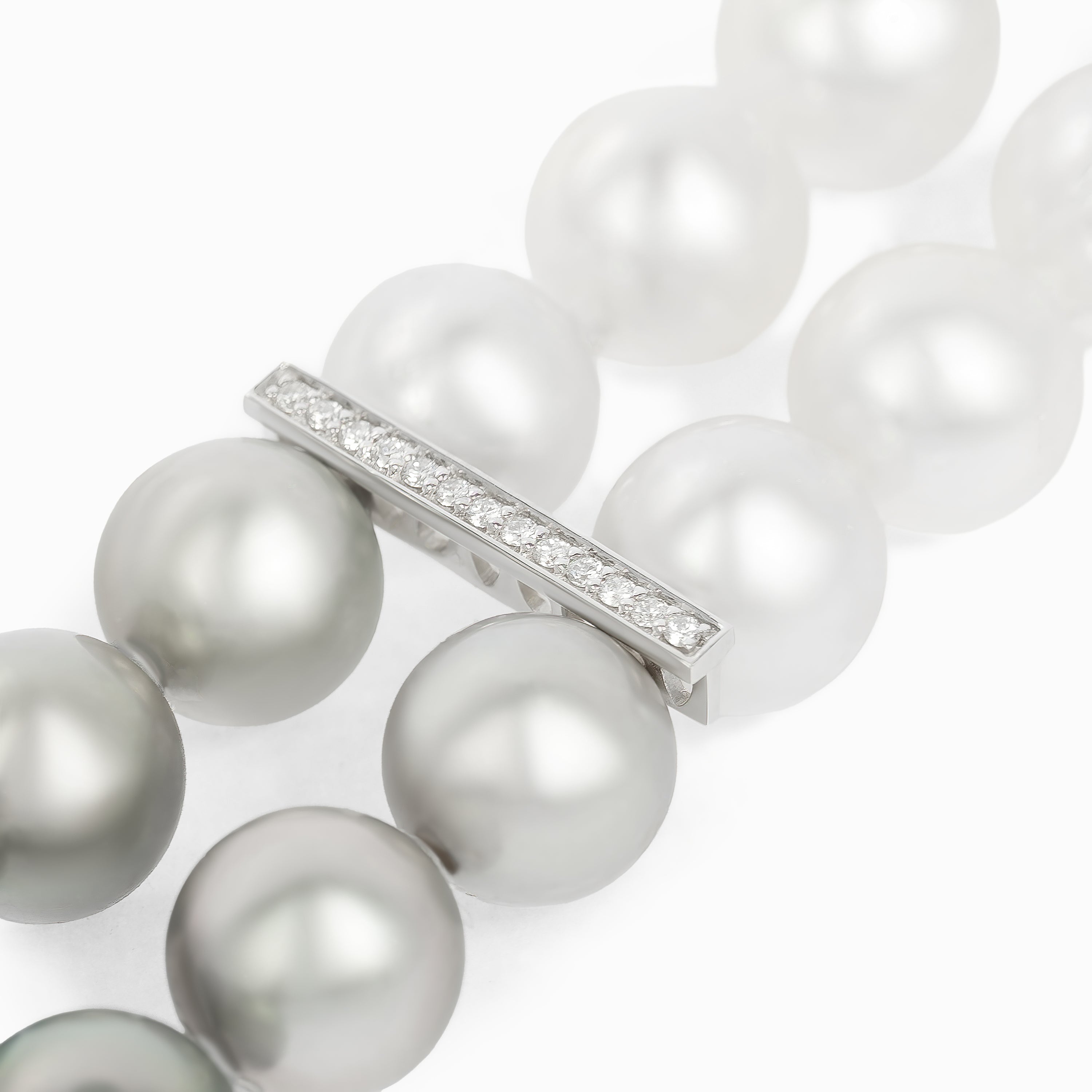 White Gold Bracelet with Diamond, Pearl Stones