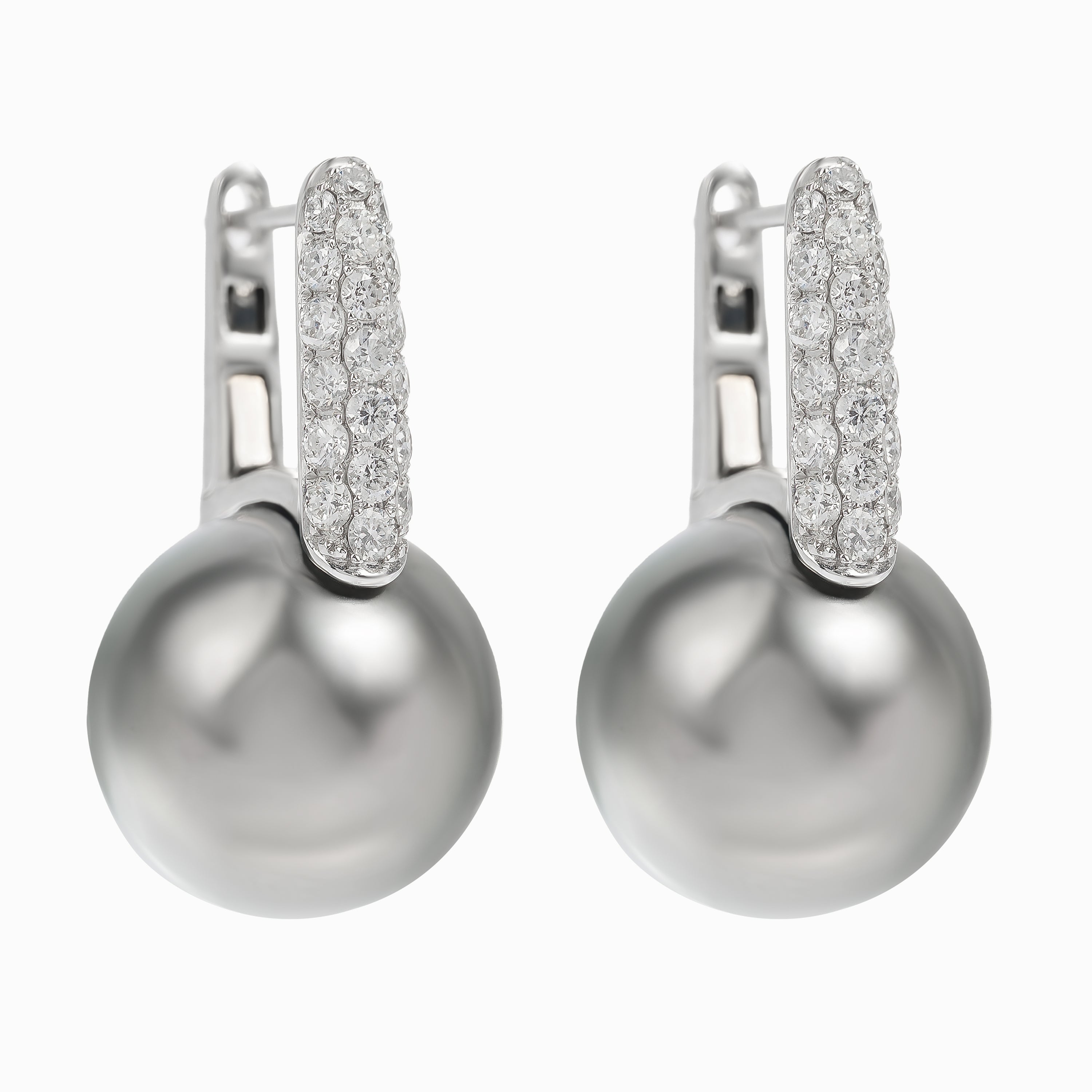 White Gold Drop Earrings with Diamond, Pearl Stones
