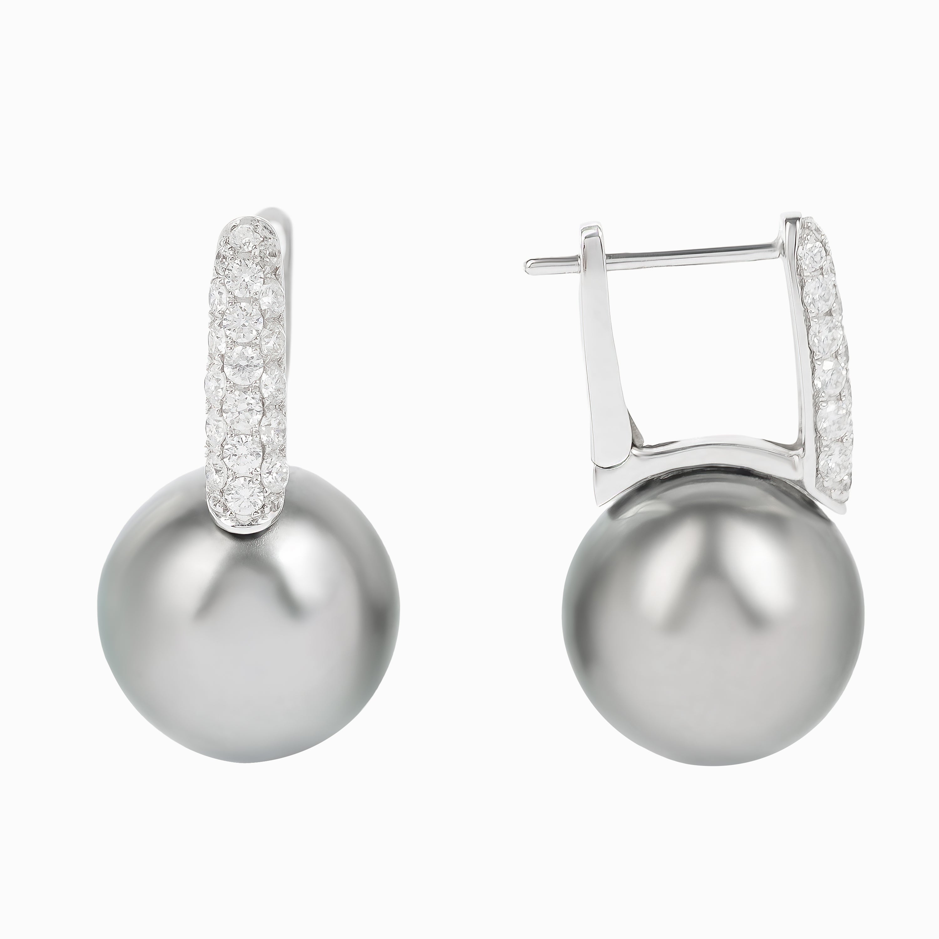 White Gold Drop Earrings with Diamond, Pearl Stones