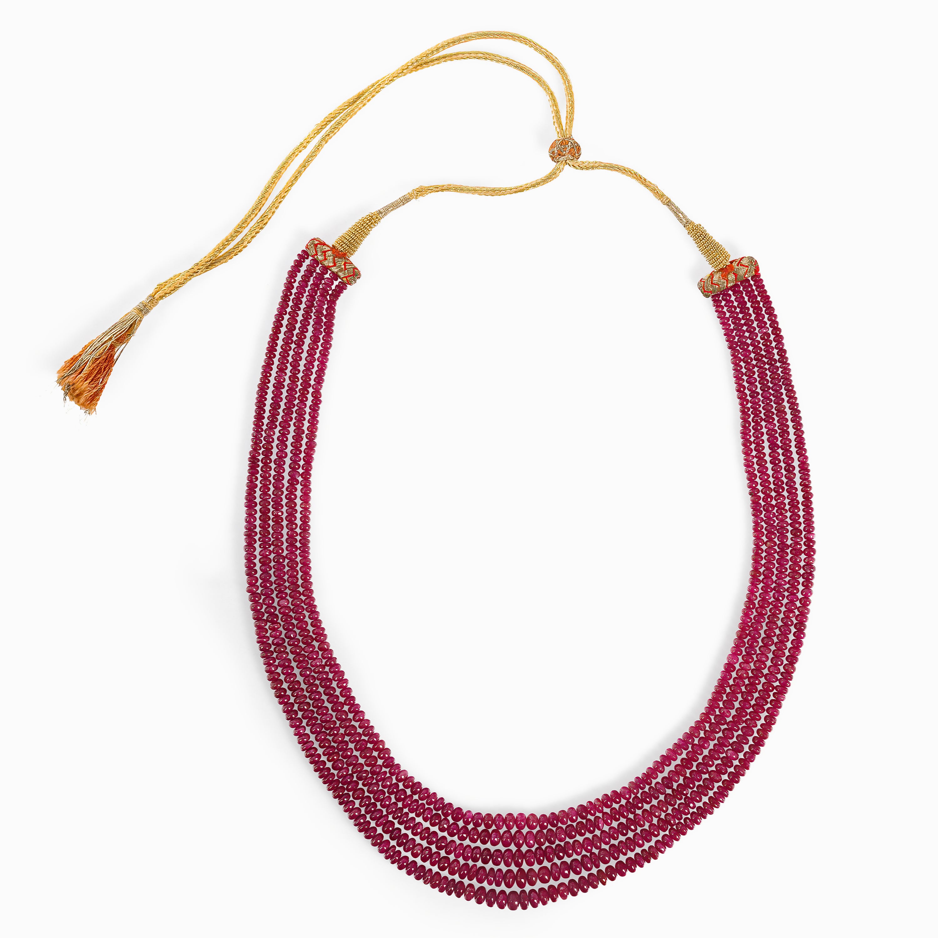 Stone Bead Necklace with Ruby Stones