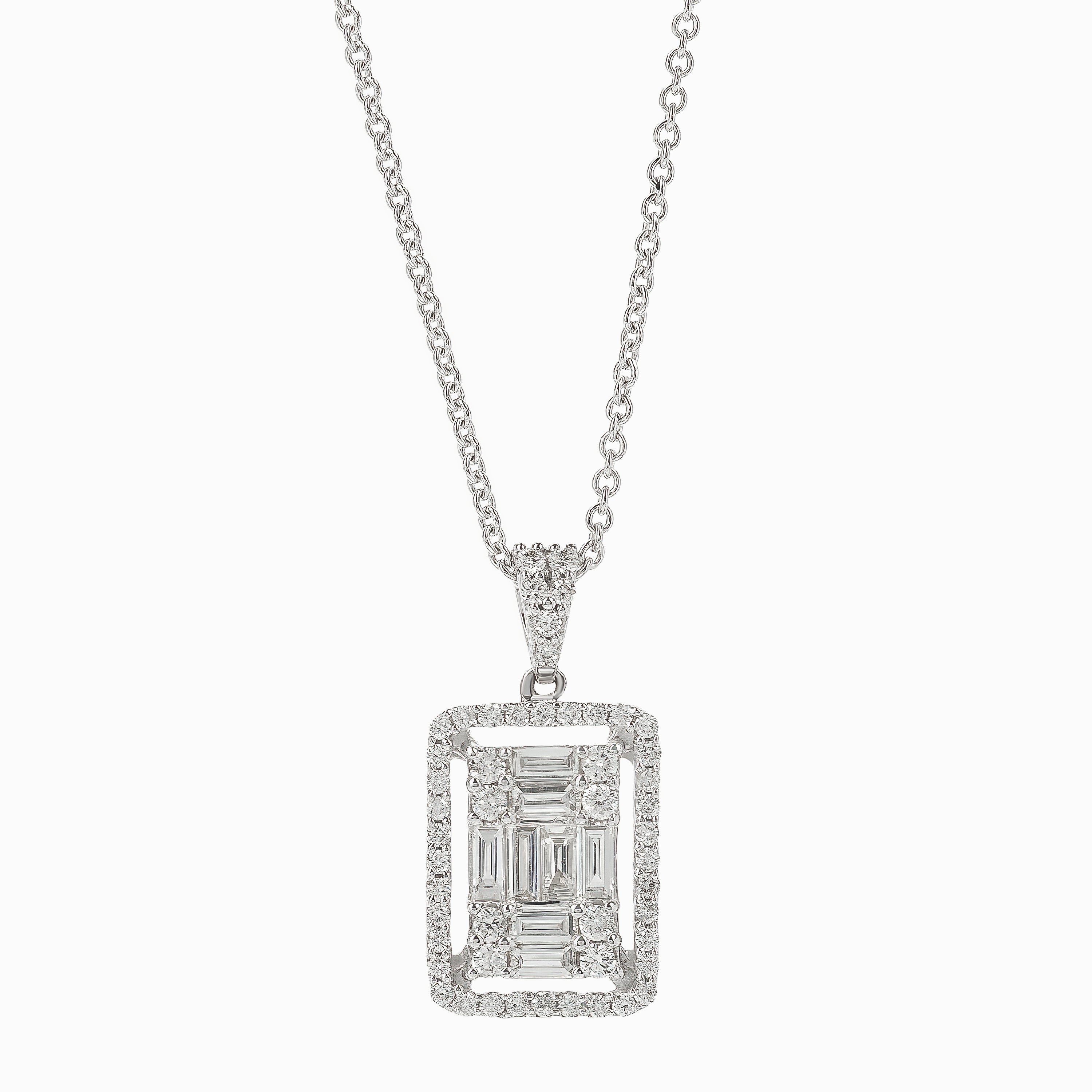 White Gold Pendant Necklace with Diamond Only Stones