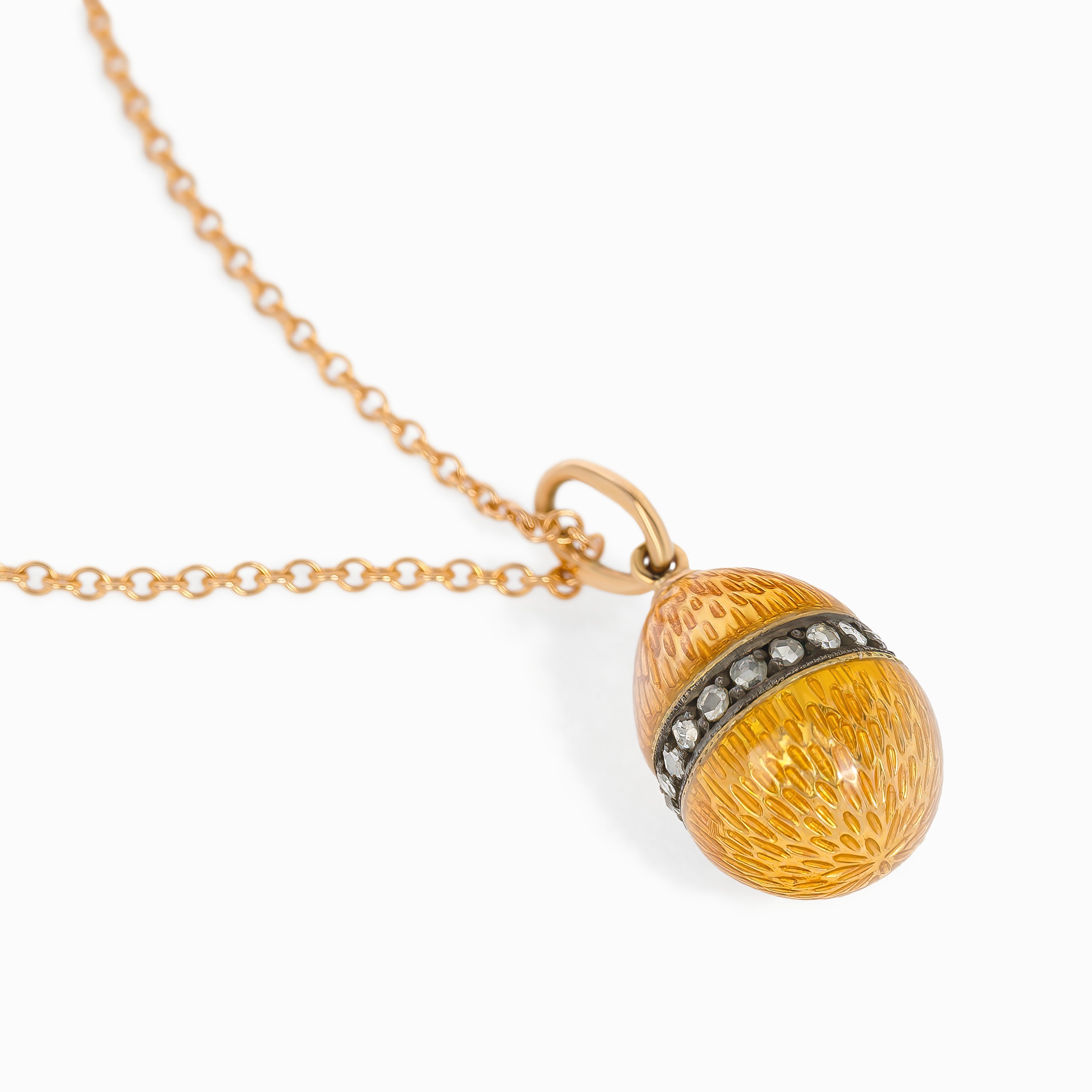 Rose Gold Chain Pendant Necklace with Diamond, Enamel Stones