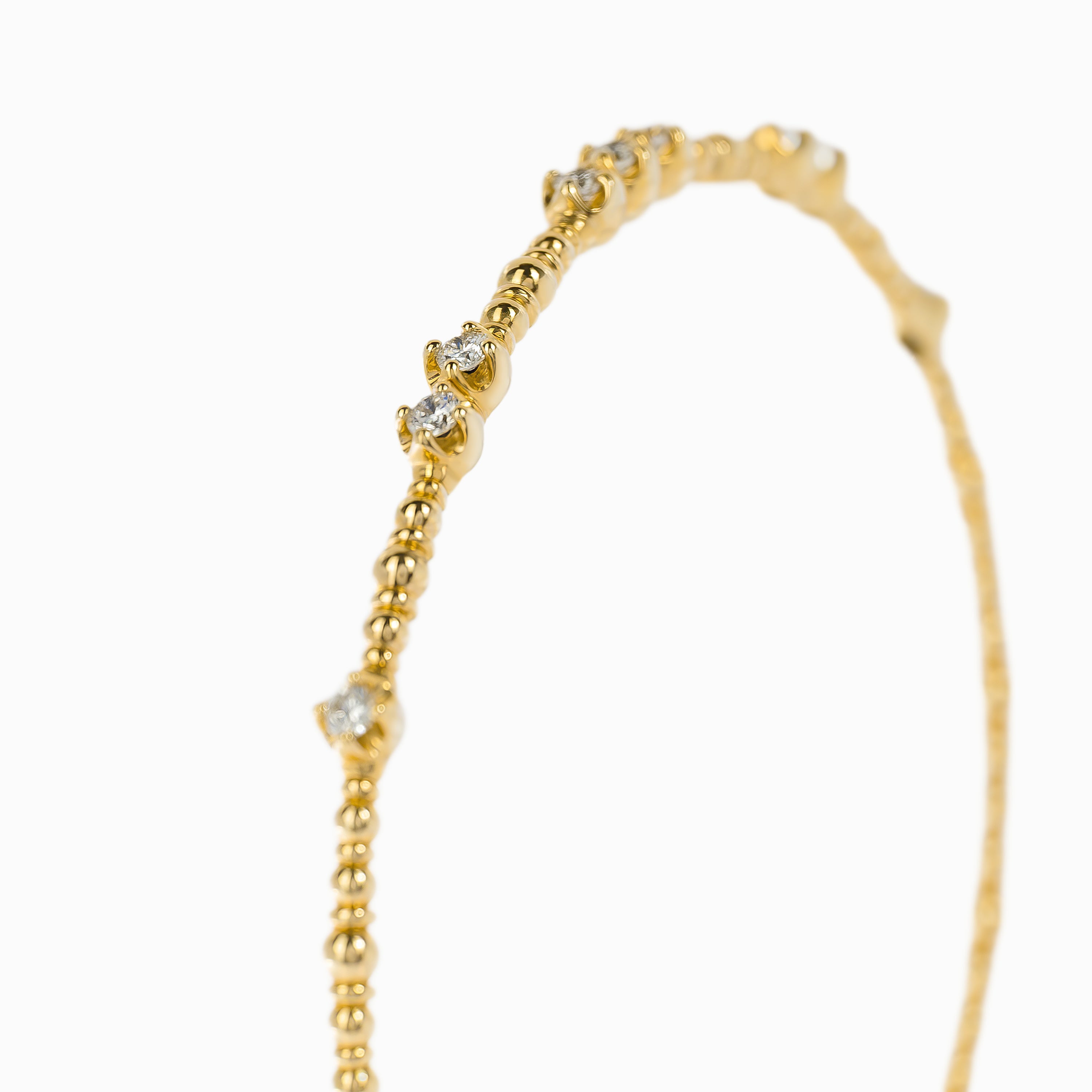 Yellow Gold Bangle Bracelet with Diamond Only Stones
