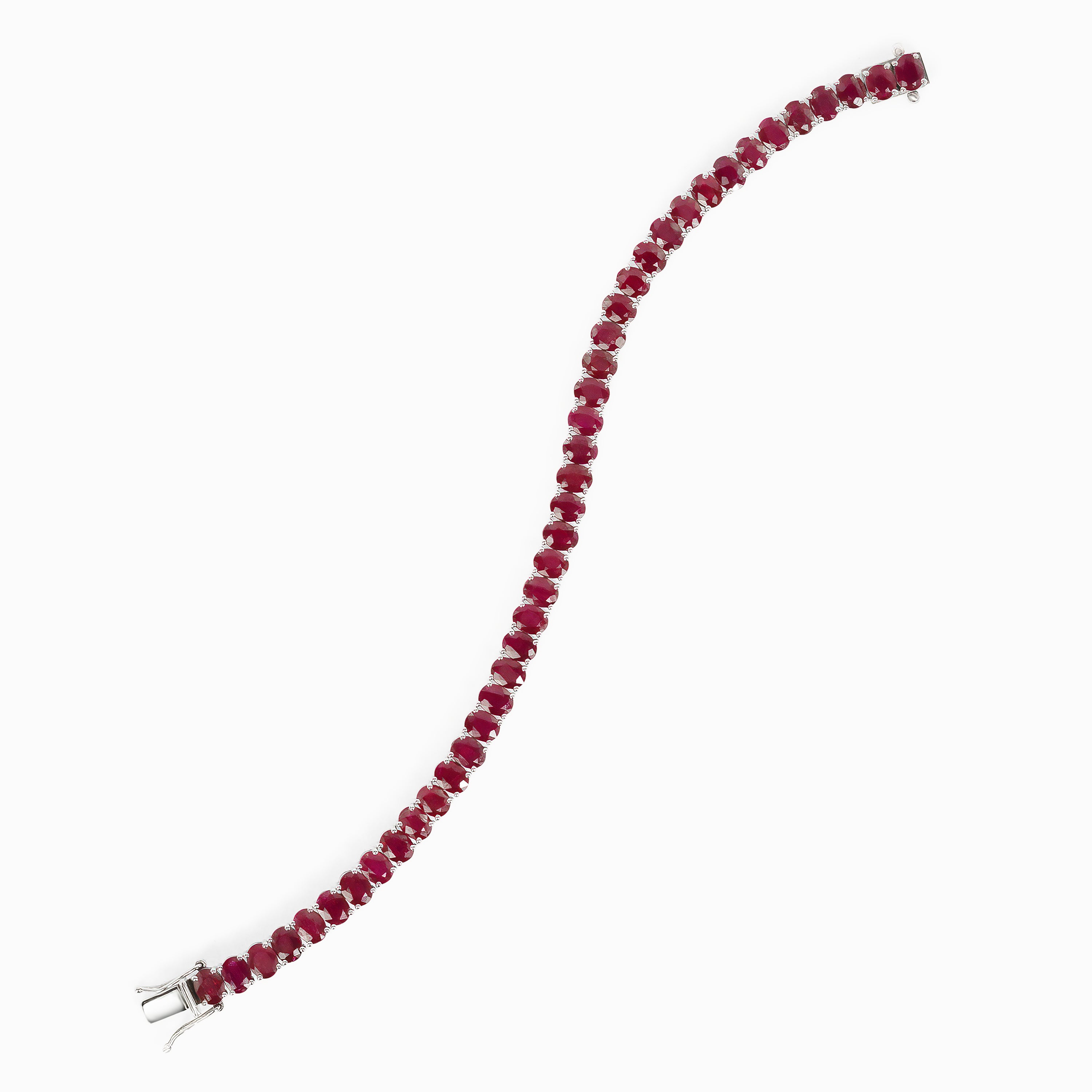 White Gold Link Bracelet with Ruby Stones