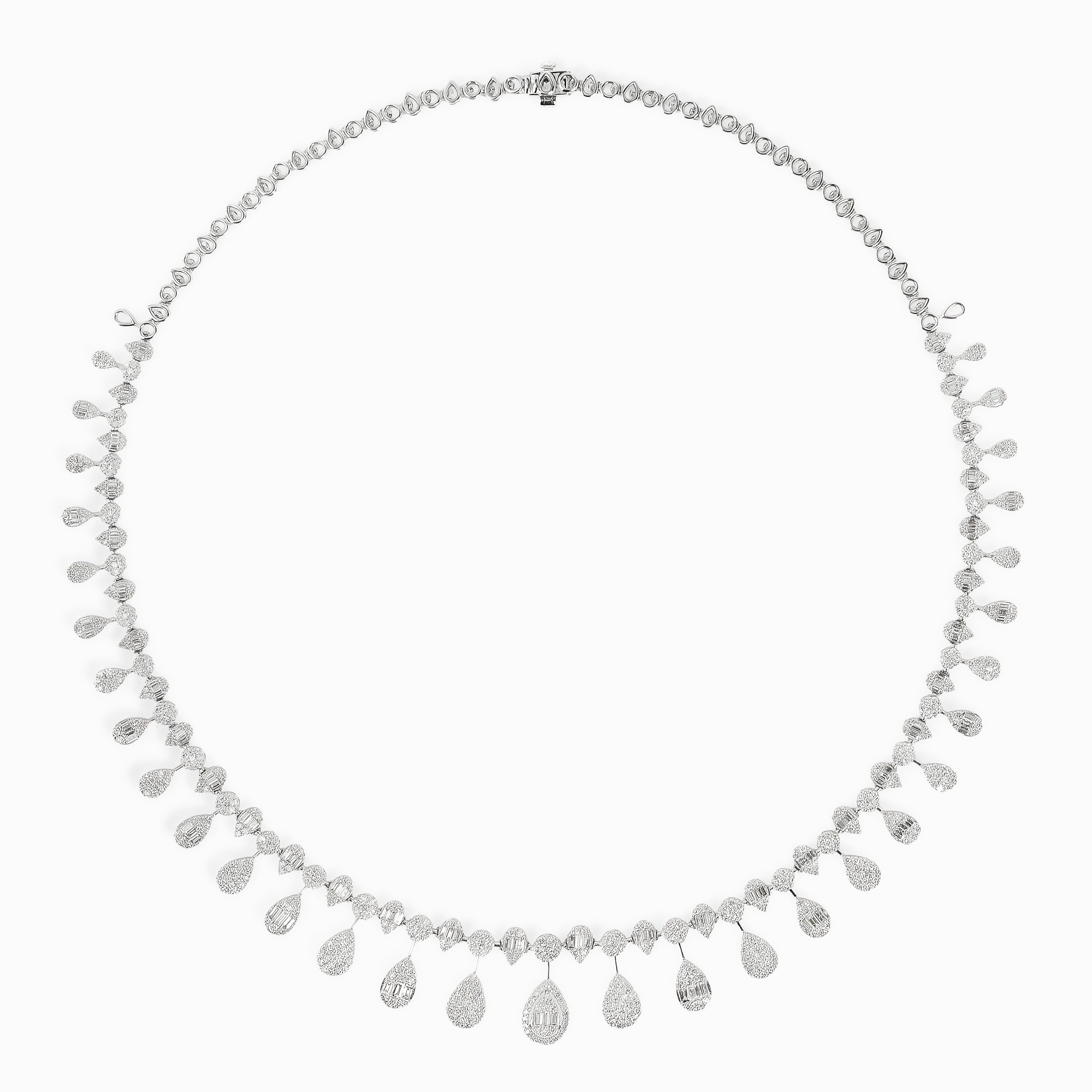 White Gold Link Necklace with Diamond Only Stones