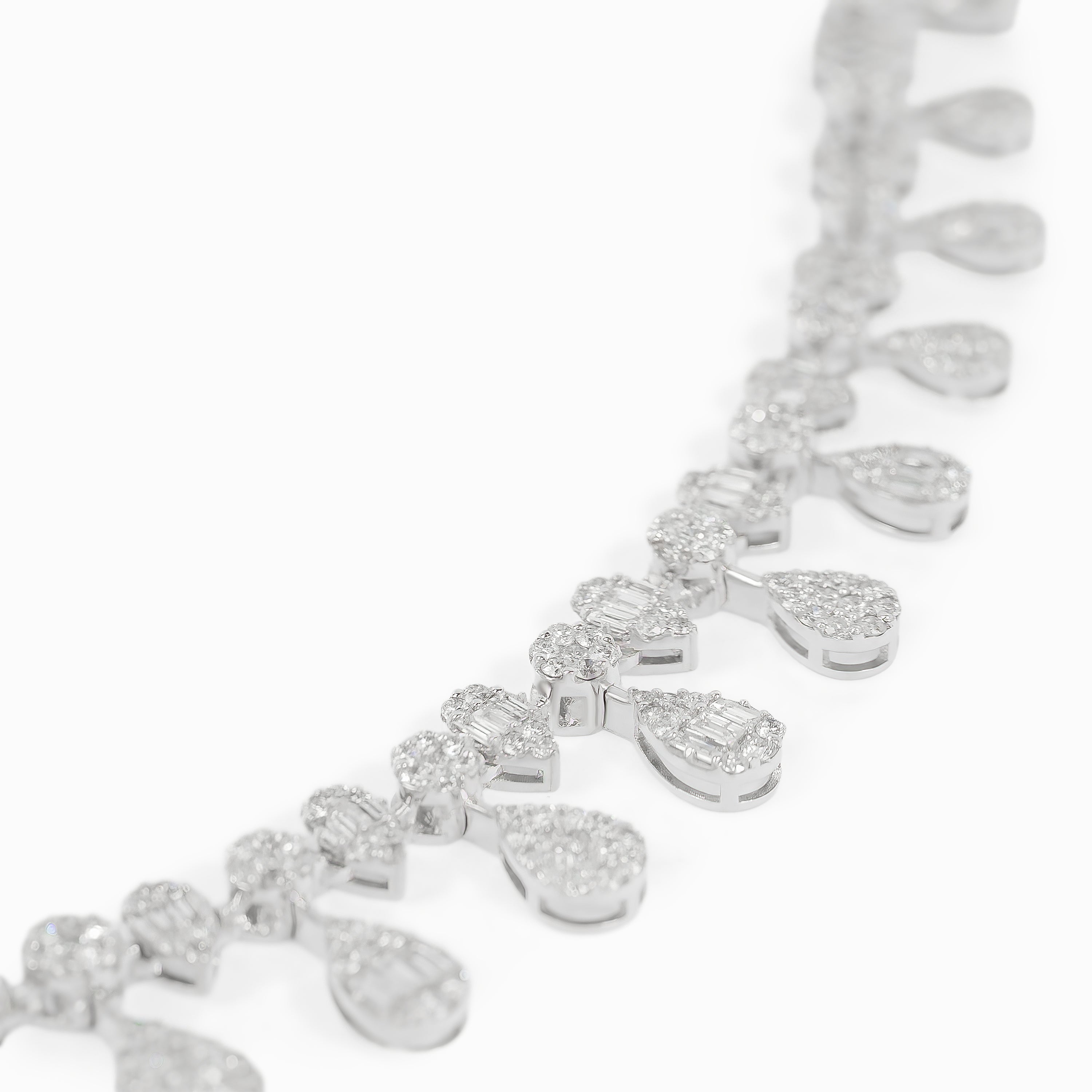 White Gold Link Necklace with Diamond Only Stones