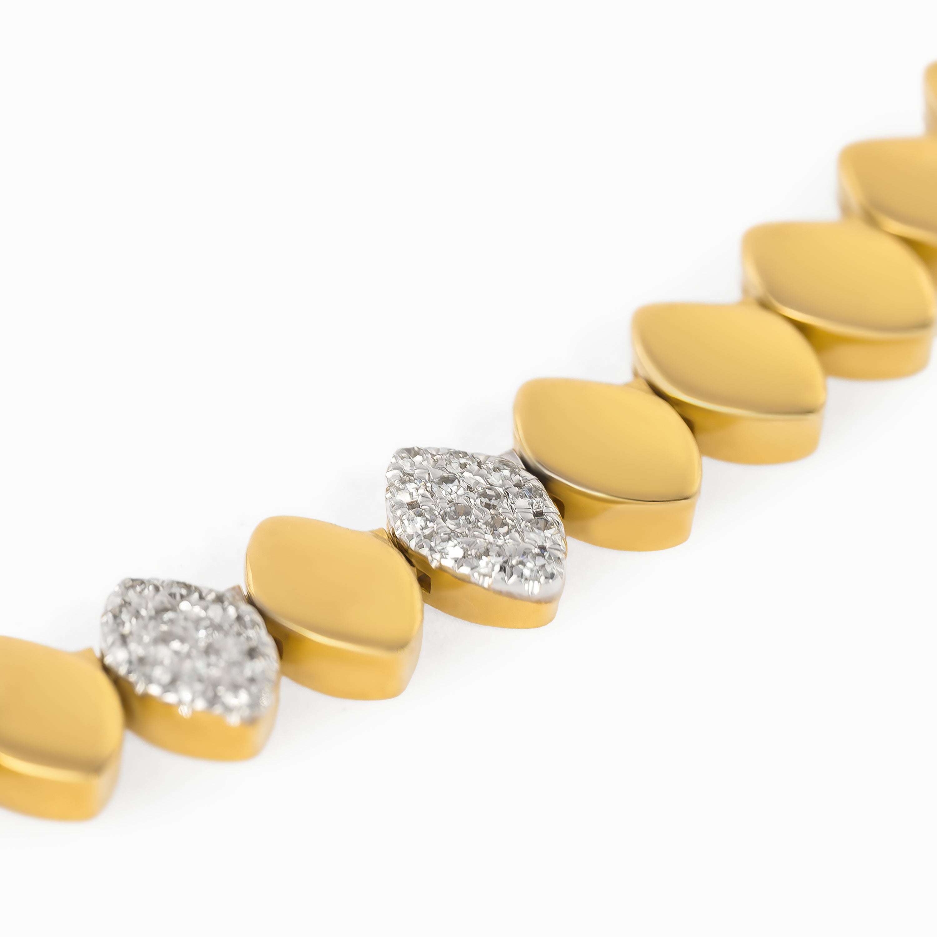 Yellow Gold Chain Necklace with Diamond Only Stones