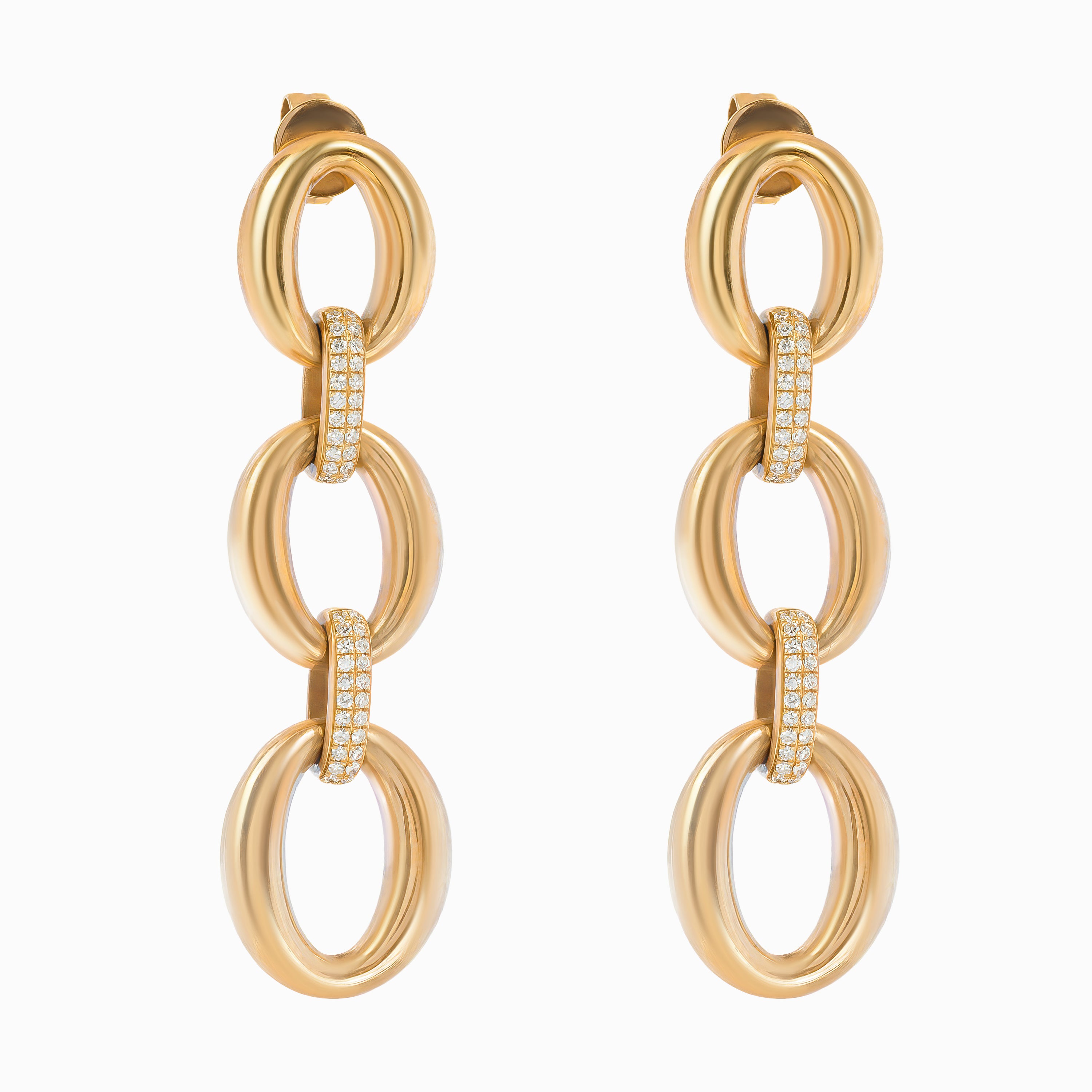 Rose Gold Drop Earrings with Diamond Only Stones