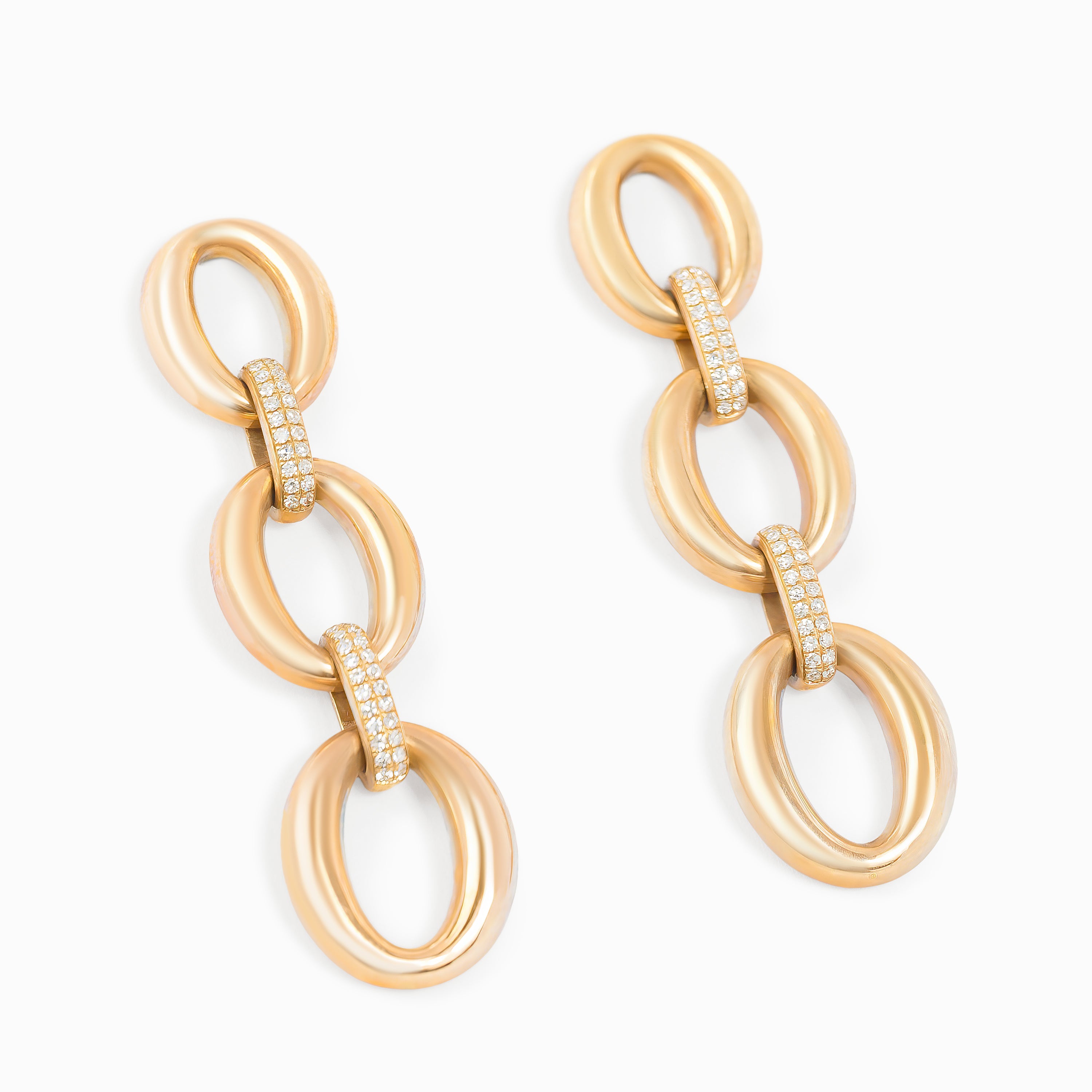 Rose Gold Drop Earrings with Diamond Only Stones