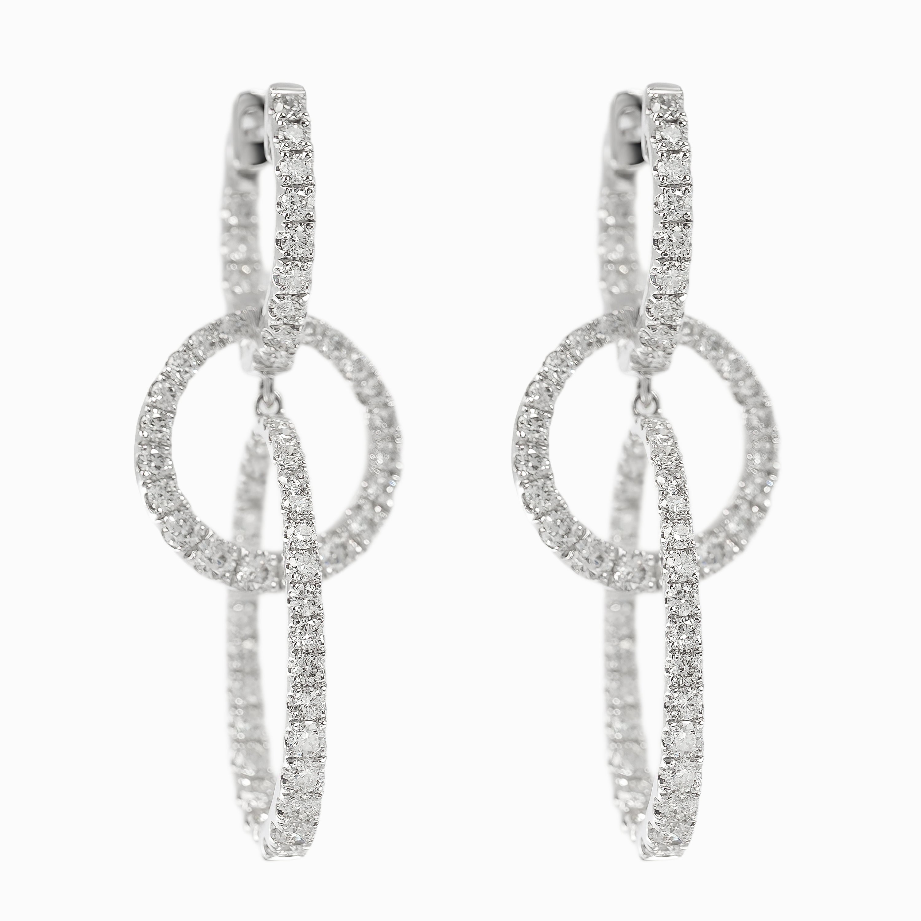 White Gold Drop Earrings with Diamond Only Stones