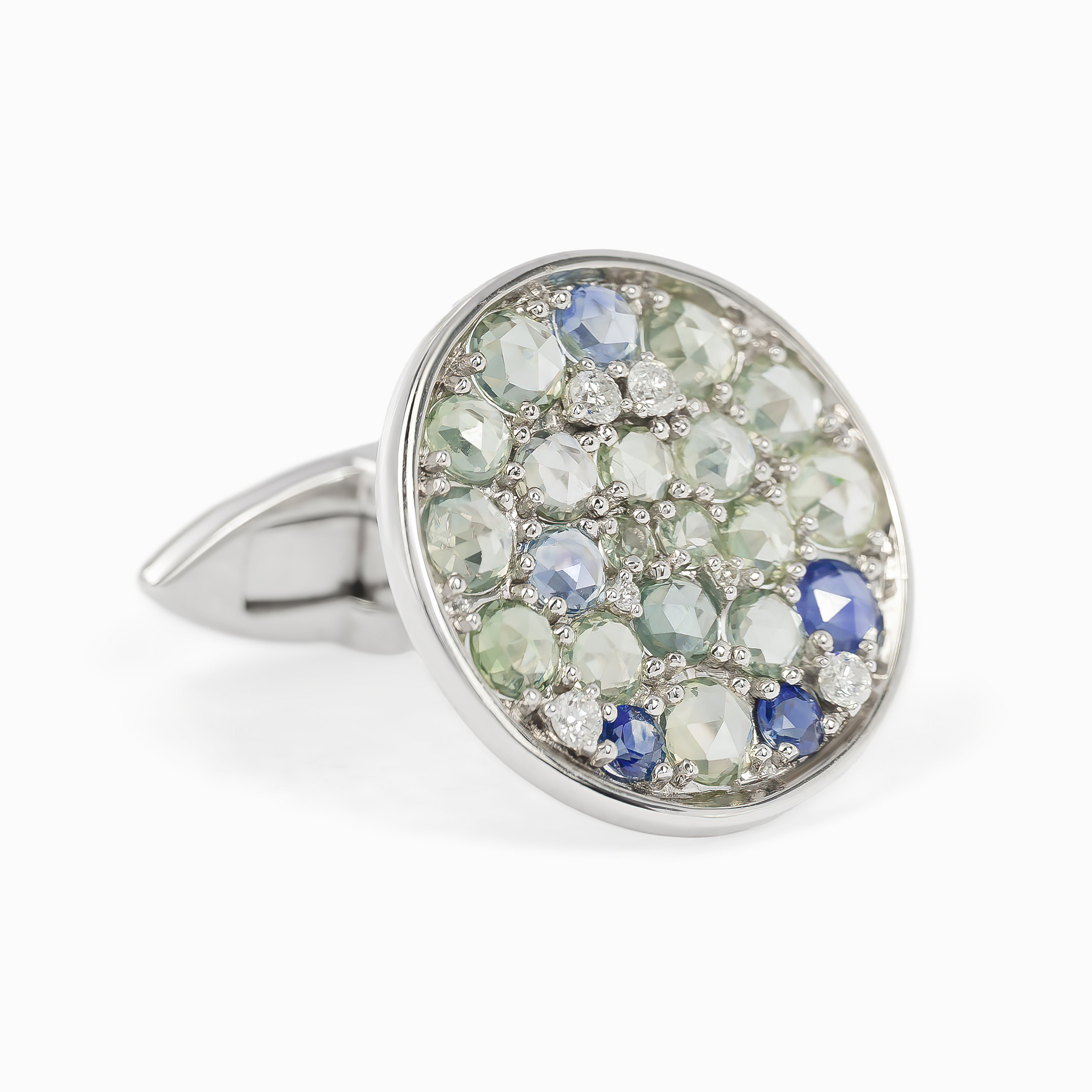 White Gold Cufflinks with Sapphire Stones