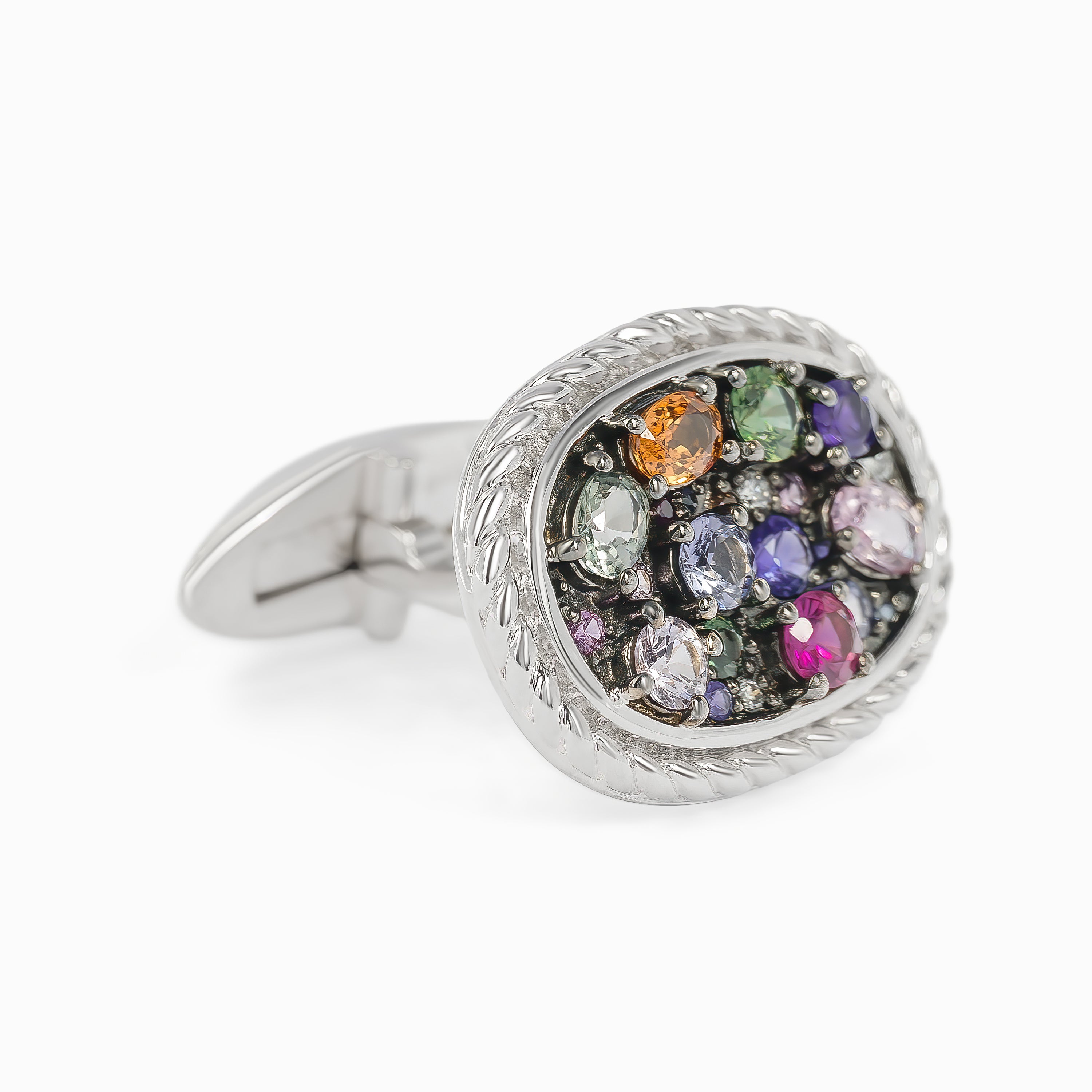 White Gold Cufflinks with Sapphire Stones