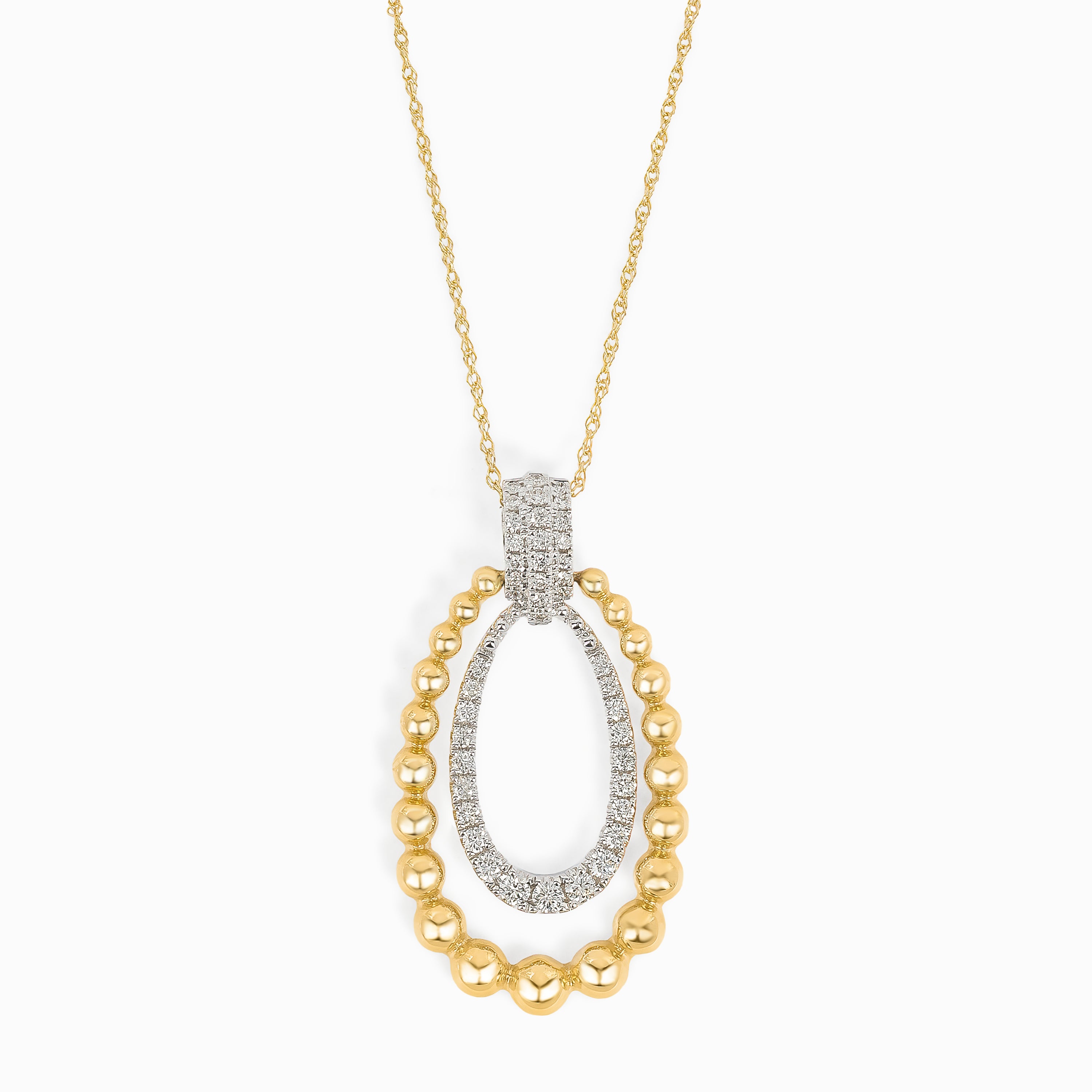 Yellow Gold Pendant Necklace with Diamond Only Stones