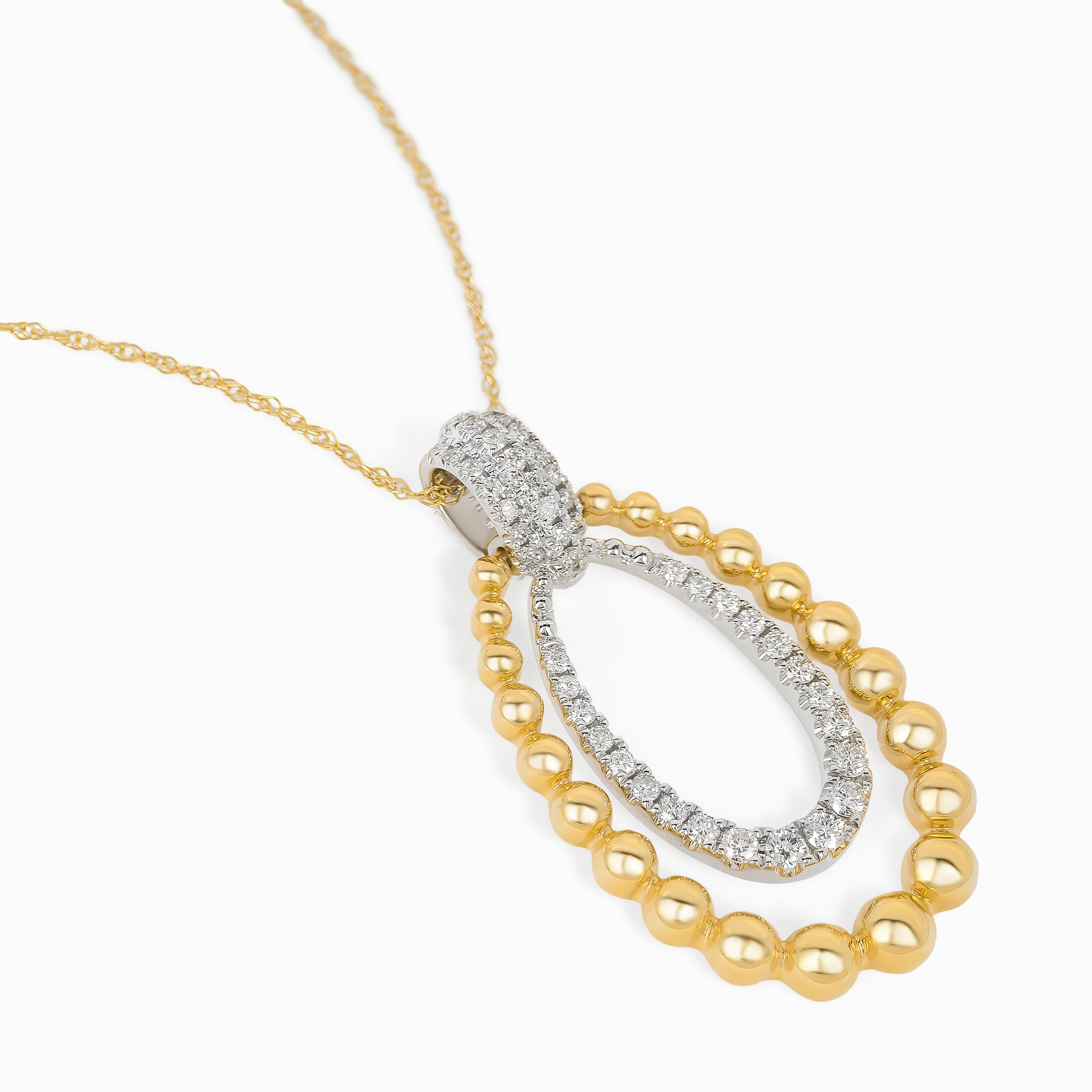 Yellow Gold Pendant Necklace with Diamond Only Stones